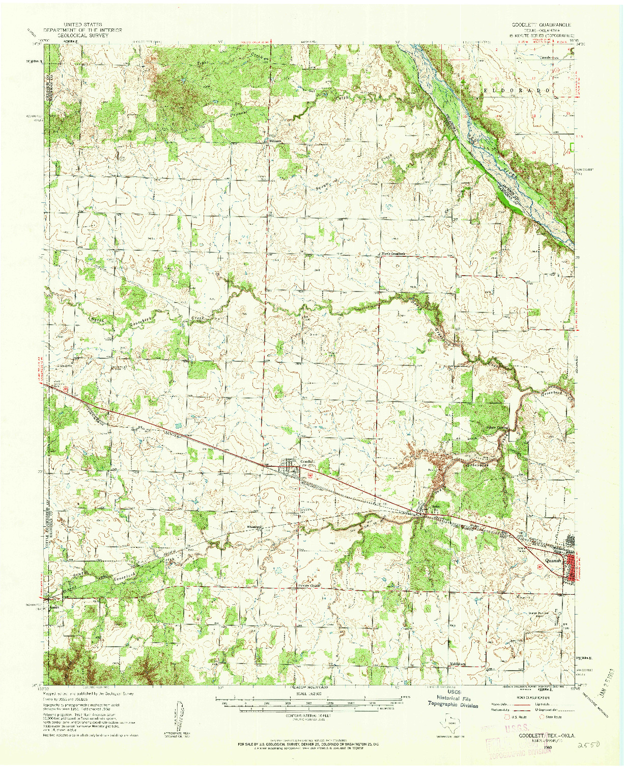 USGS 1:62500-SCALE QUADRANGLE FOR GOODLETT, TX 1960