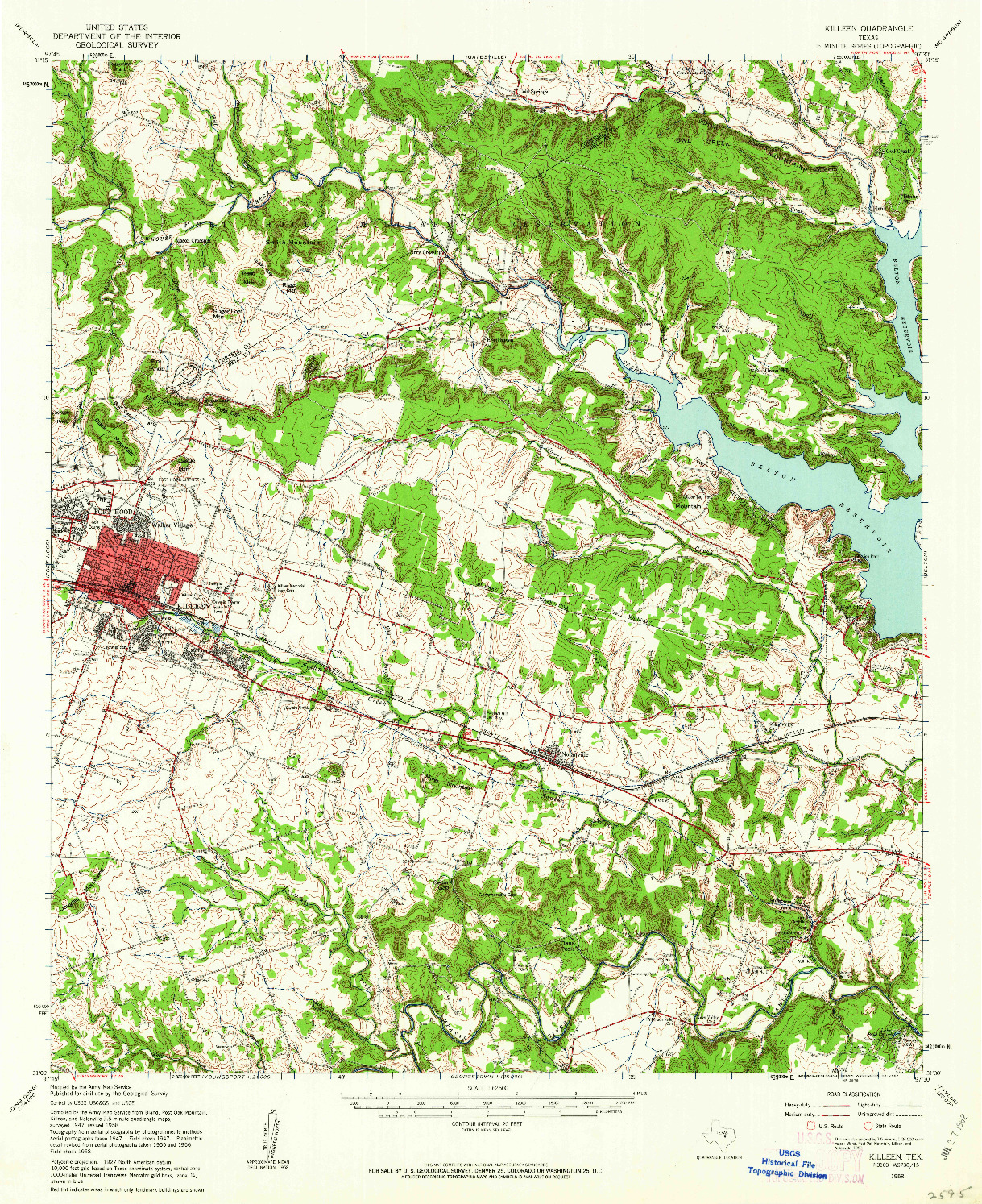 USGS 1:62500-SCALE QUADRANGLE FOR KILLEEN, TX 1958