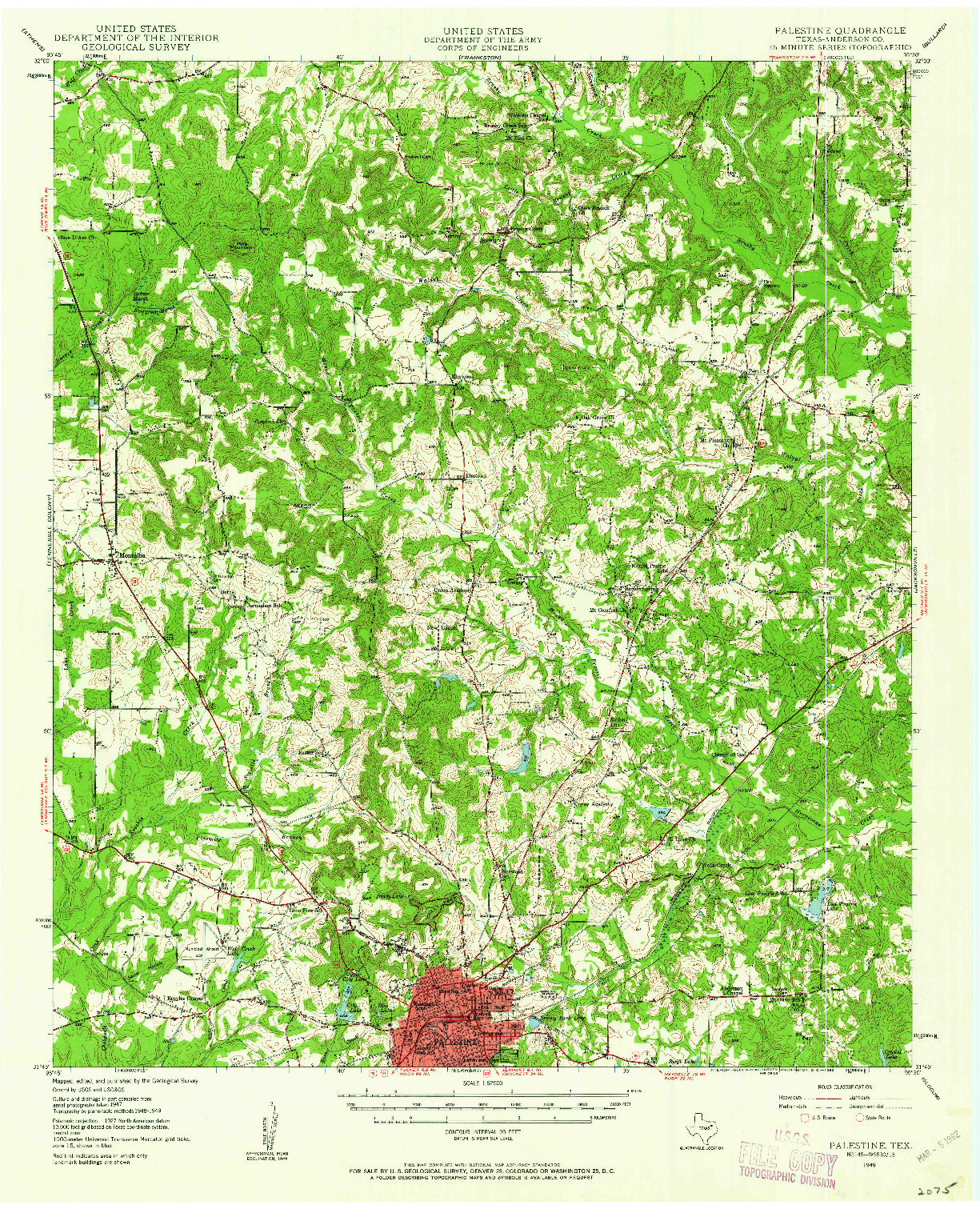 USGS 1:62500-SCALE QUADRANGLE FOR PALESTINE, TX 1949