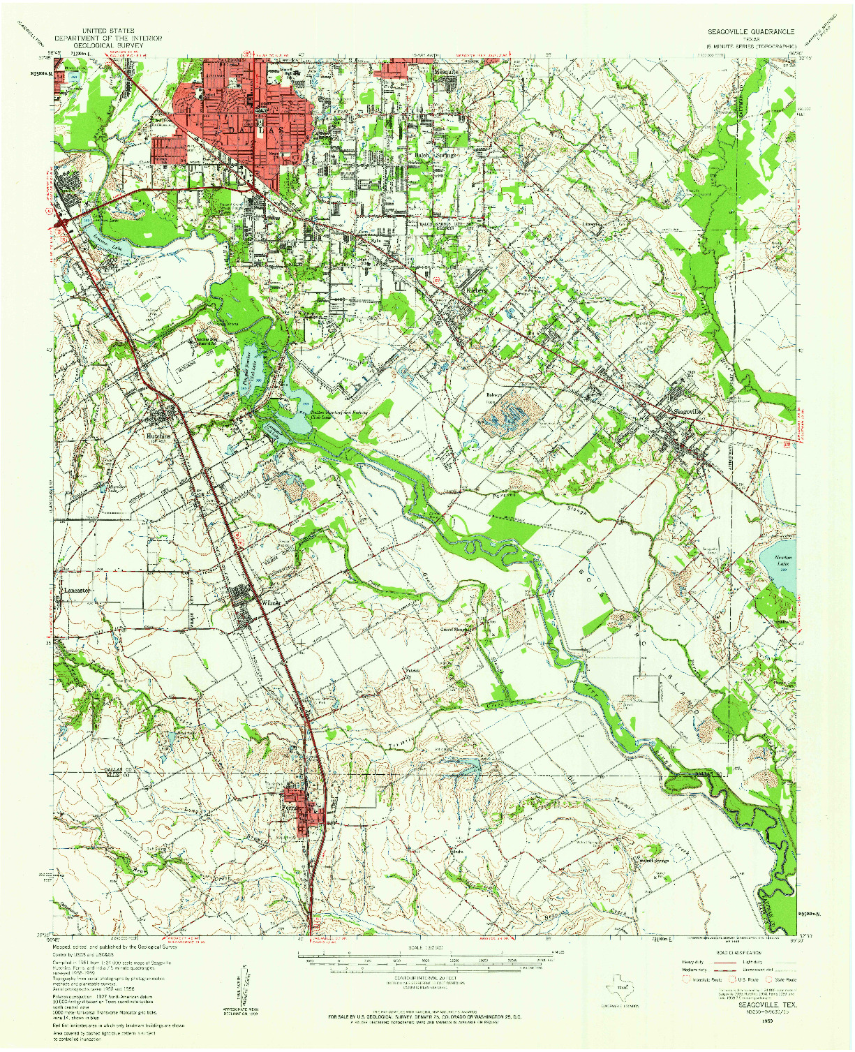 USGS 1:62500-SCALE QUADRANGLE FOR SEAGOVILLE, TX 1959