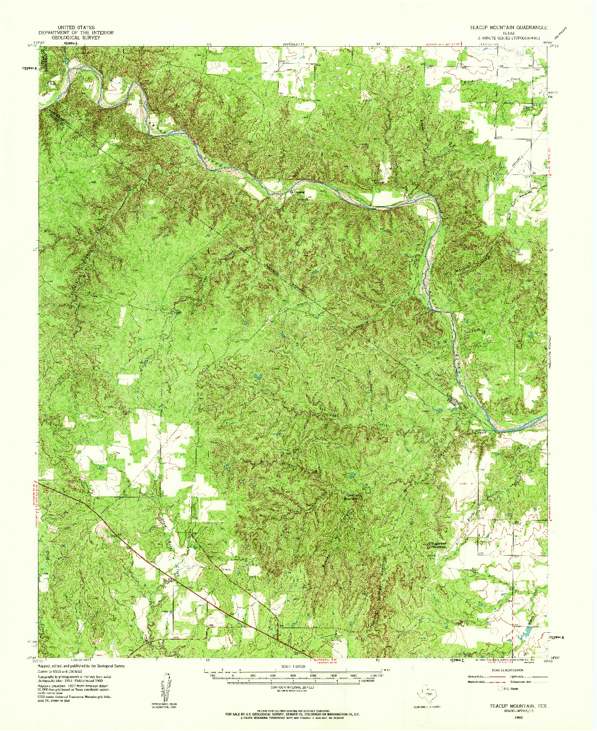 USGS 1:62500-SCALE QUADRANGLE FOR TEACUP MOUNTAIN, TX 1960