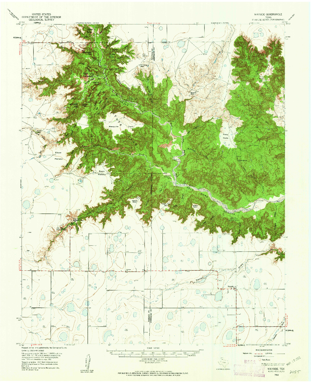 USGS 1:62500-SCALE QUADRANGLE FOR WAYSIDE, TX 1960