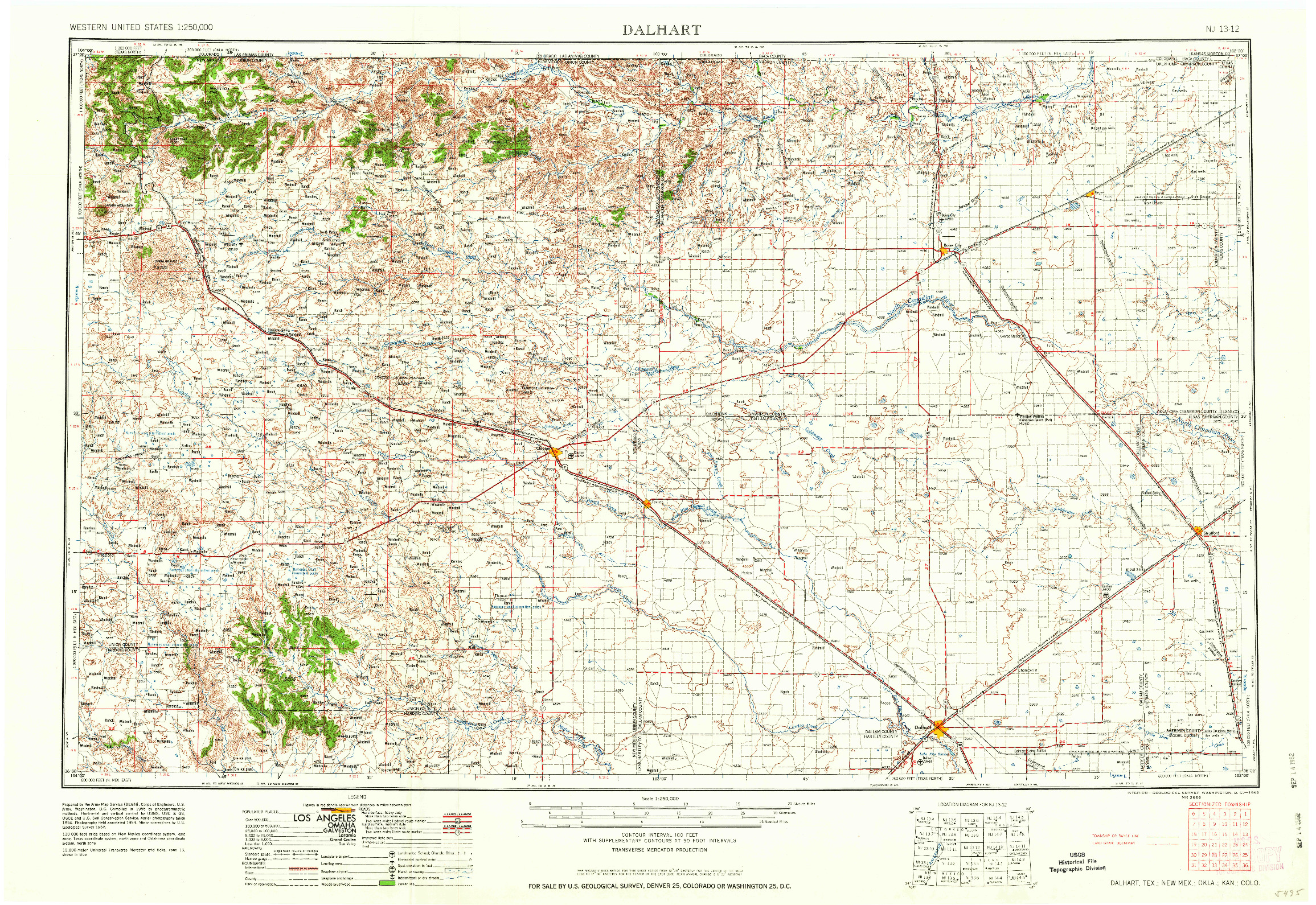 USGS 1:250000-SCALE QUADRANGLE FOR DALHART, TX 1962