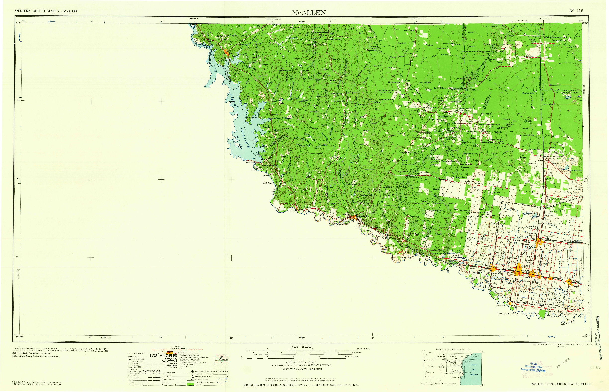 USGS 1:250000-SCALE QUADRANGLE FOR MC ALLEN, TX 1957