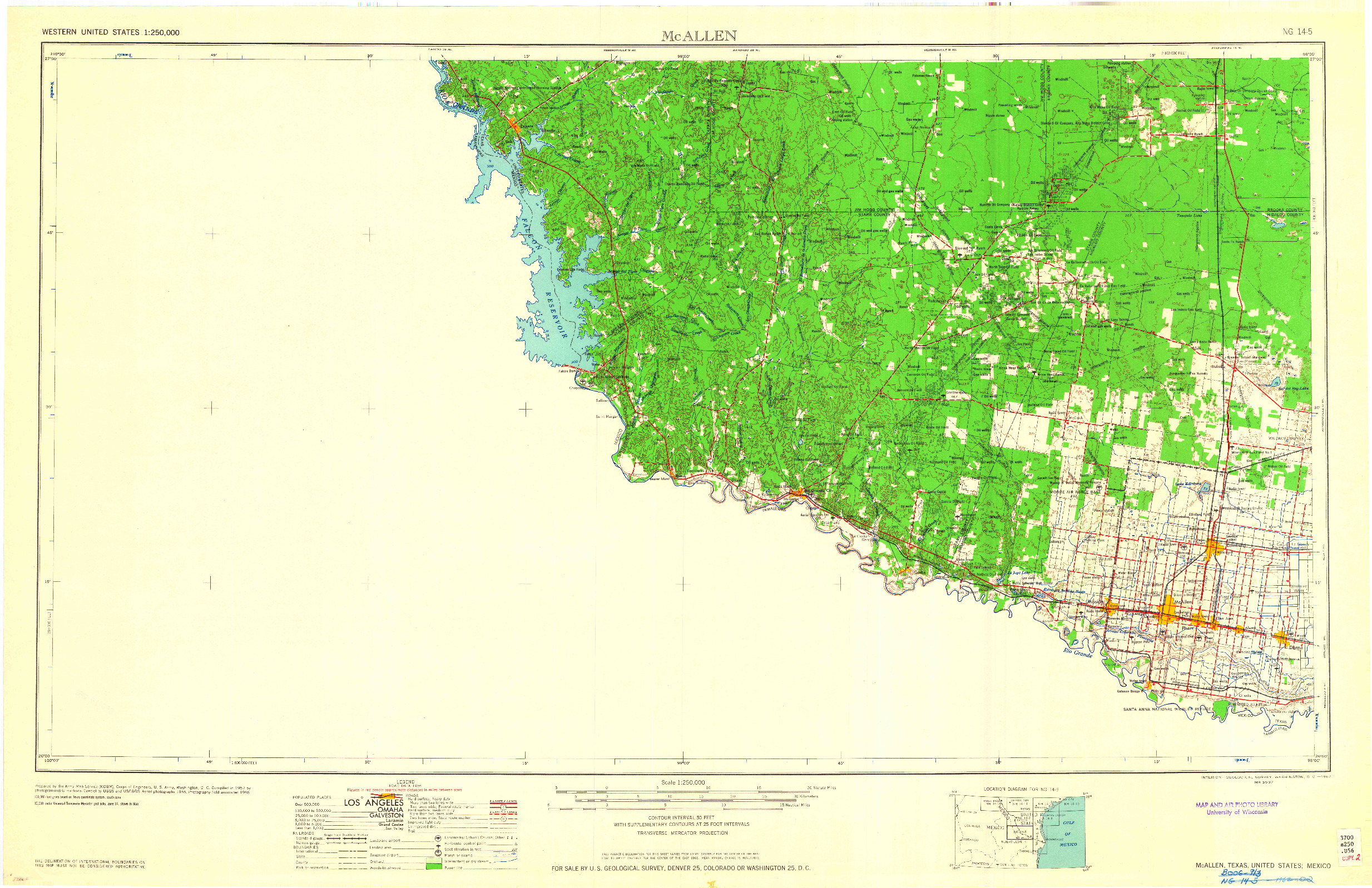 USGS 1:250000-SCALE QUADRANGLE FOR MCALLEN, TX 1962