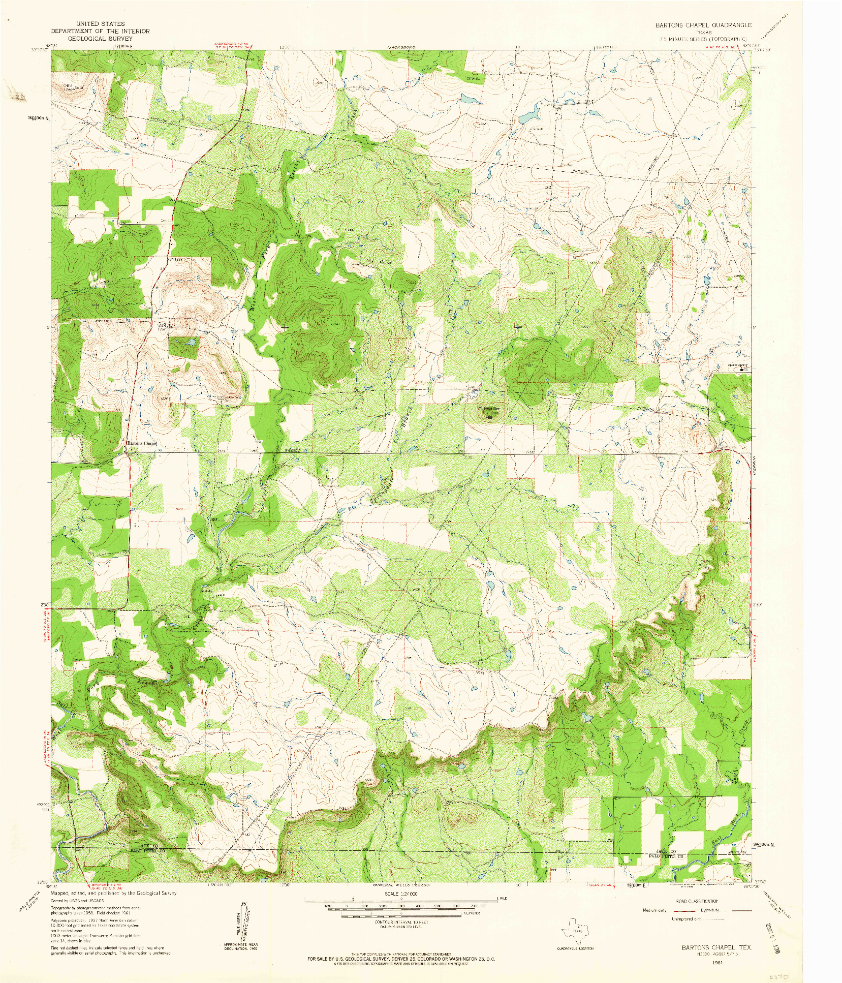 USGS 1:24000-SCALE QUADRANGLE FOR BARTONS CHAPEL, TX 1961