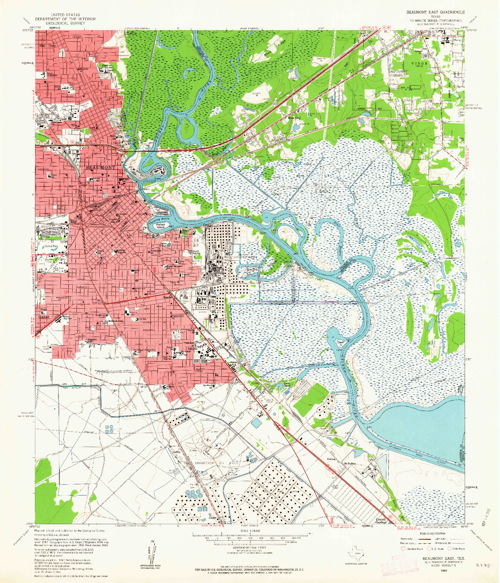 USGS 1:24000-SCALE QUADRANGLE FOR BEAUMONT EAST, TX 1960