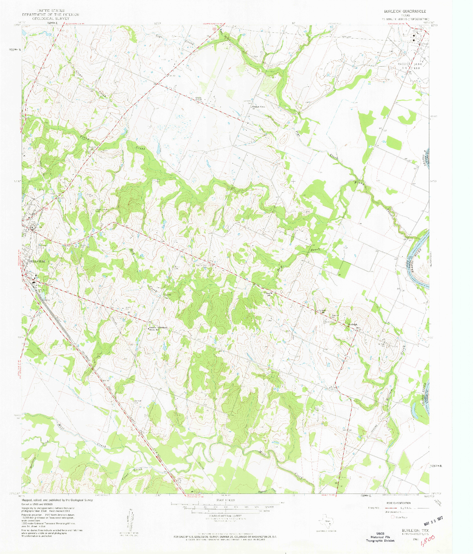 USGS 1:24000-SCALE QUADRANGLE FOR BURLEIGH, TX 1961