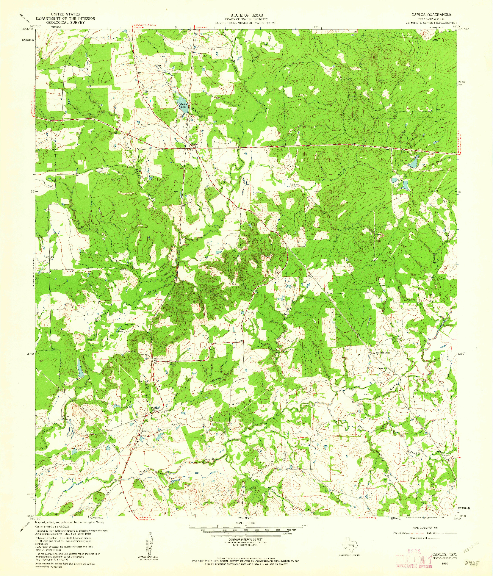 USGS 1:24000-SCALE QUADRANGLE FOR CARLOS, TX 1960