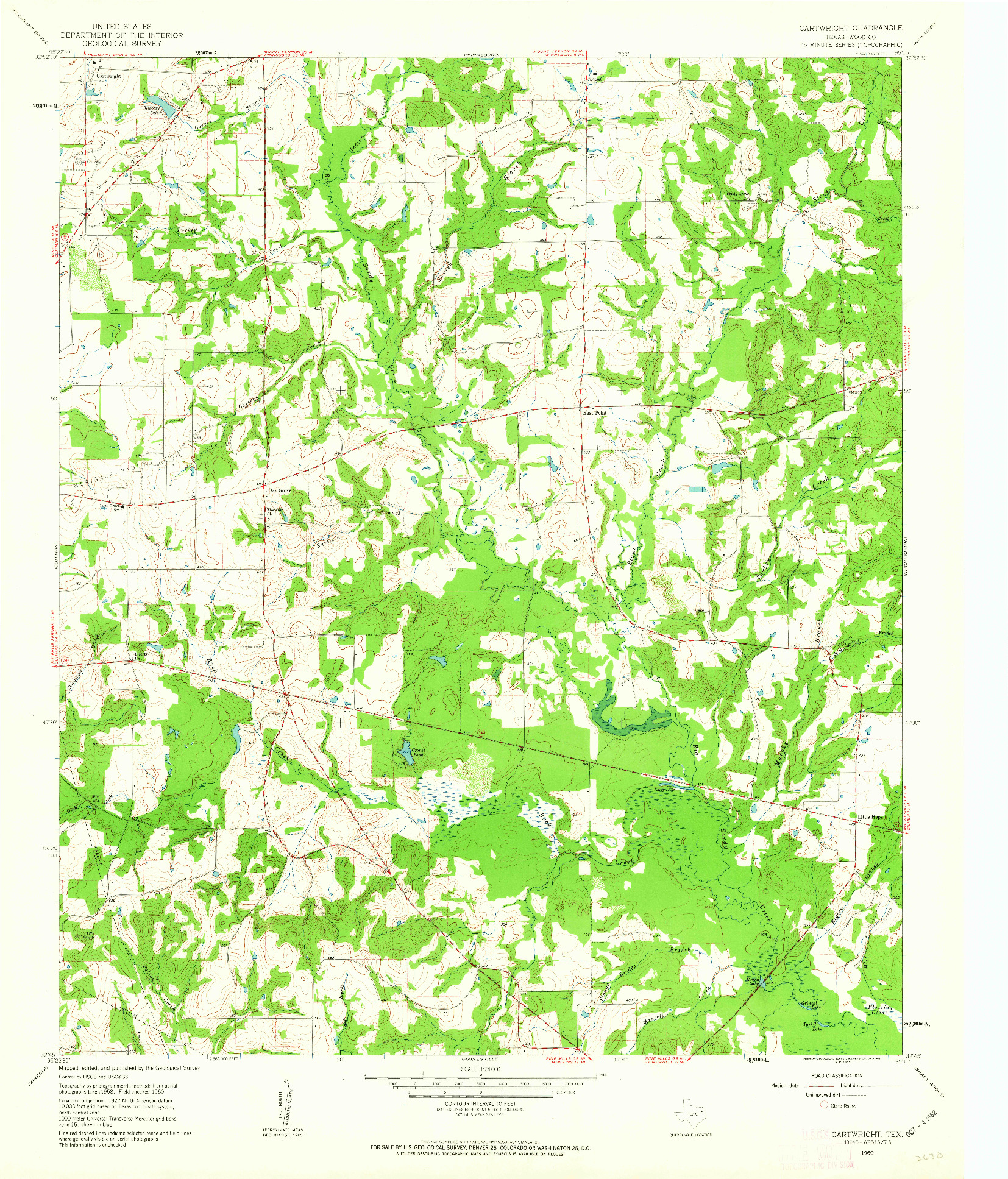 USGS 1:24000-SCALE QUADRANGLE FOR CARTWRIGHT, TX 1960