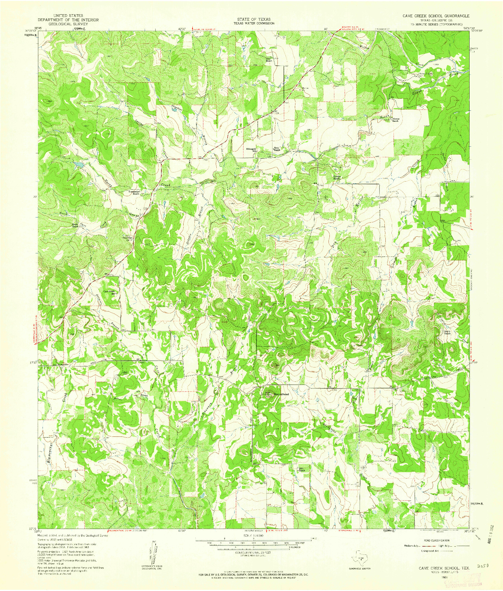 USGS 1:24000-SCALE QUADRANGLE FOR CAVE CREEK SCHOOL, TX 1961