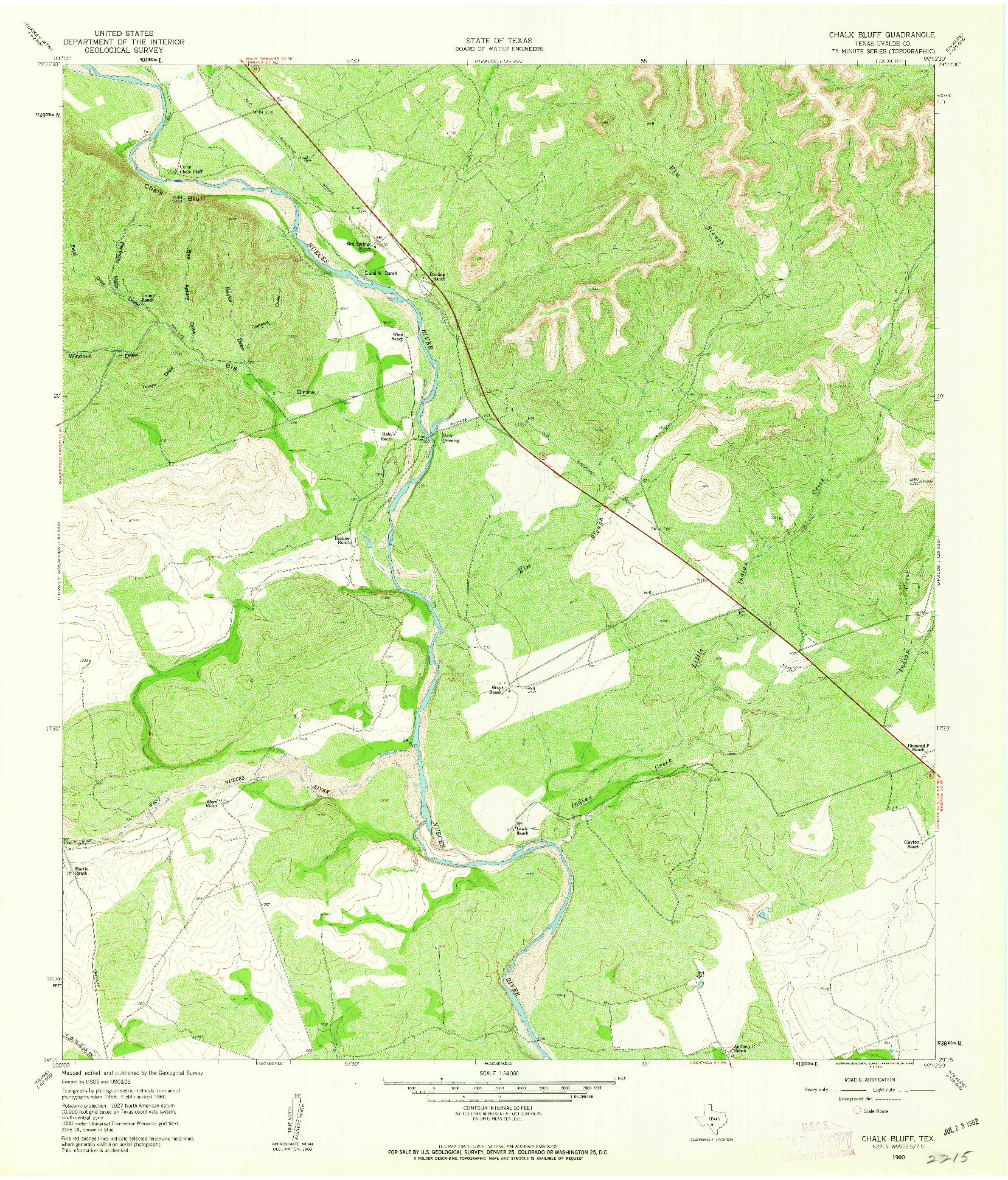 USGS 1:24000-SCALE QUADRANGLE FOR CHALK BLUFF, TX 1960