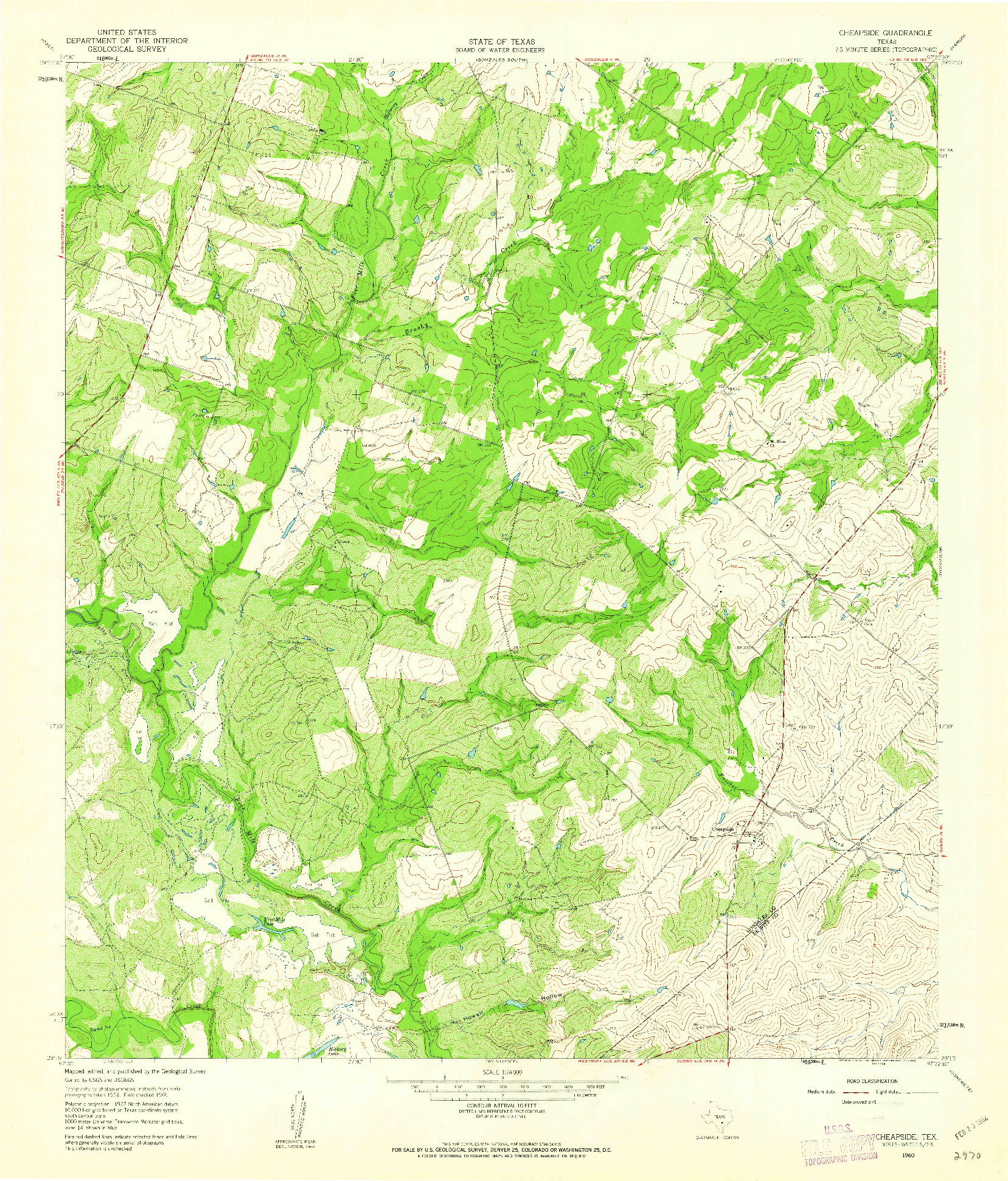 USGS 1:24000-SCALE QUADRANGLE FOR CHEAPSIDE, TX 1960