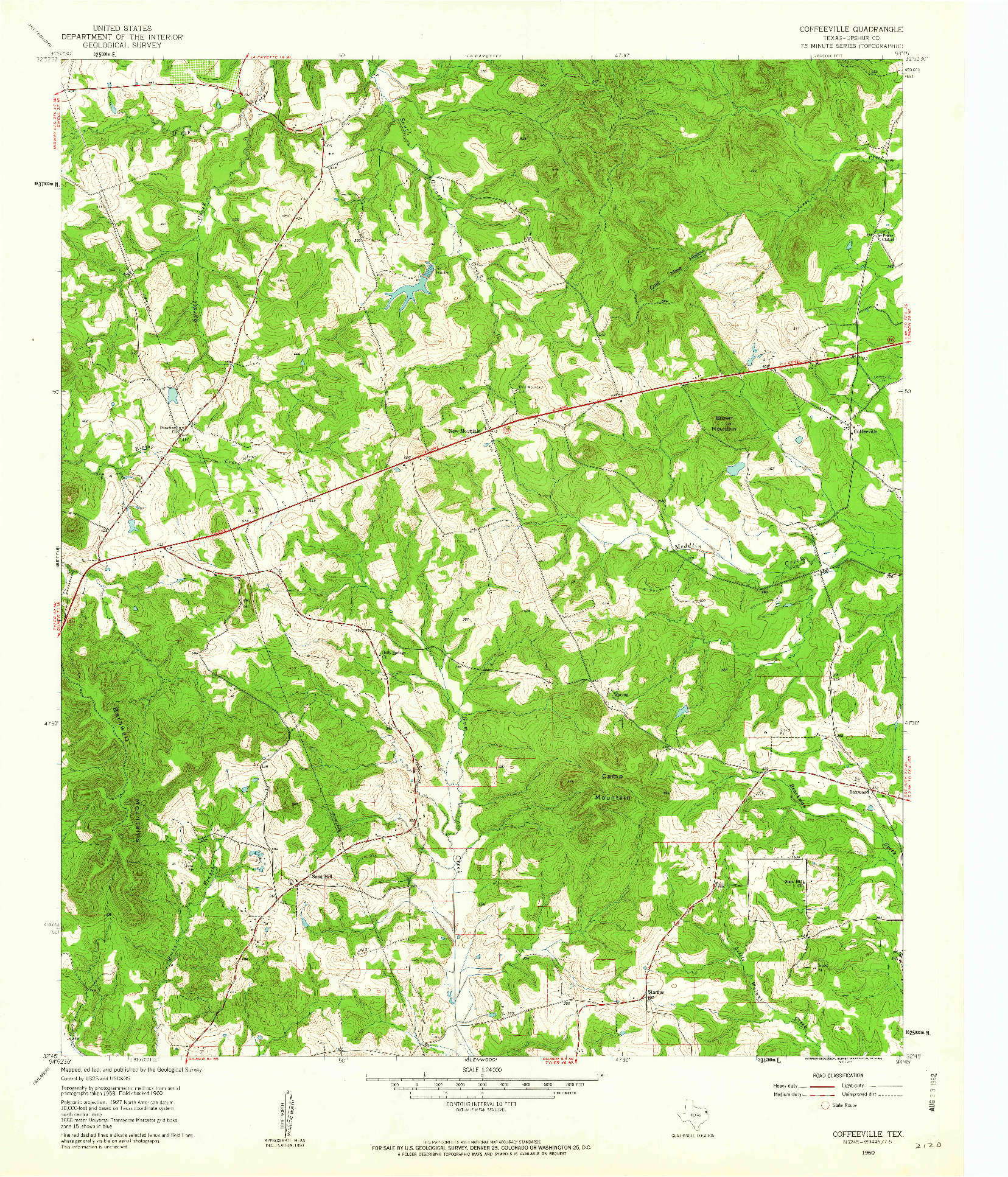 USGS 1:24000-SCALE QUADRANGLE FOR COFFEEVILLE, TX 1960