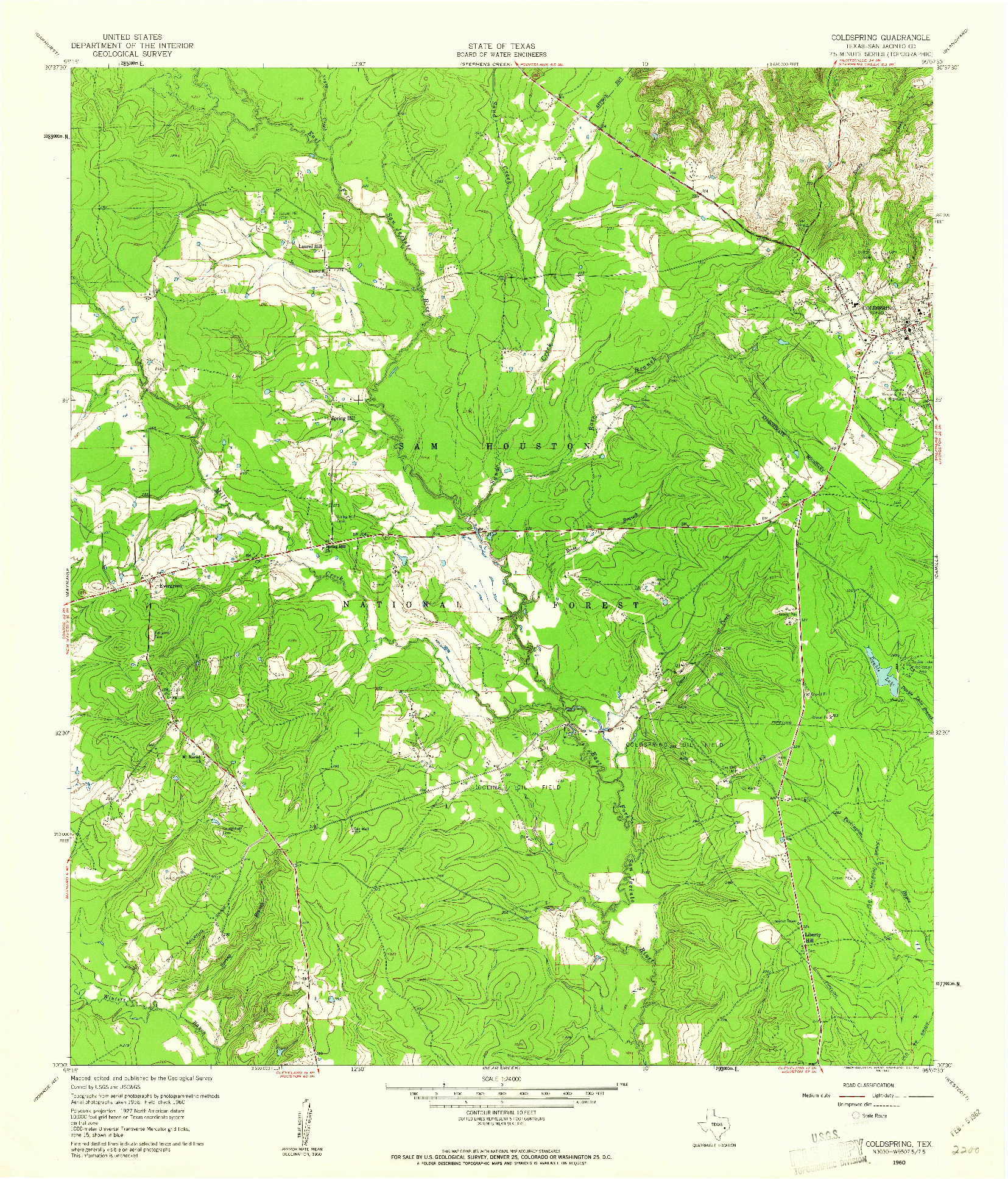 USGS 1:24000-SCALE QUADRANGLE FOR COLDSPRING, TX 1960