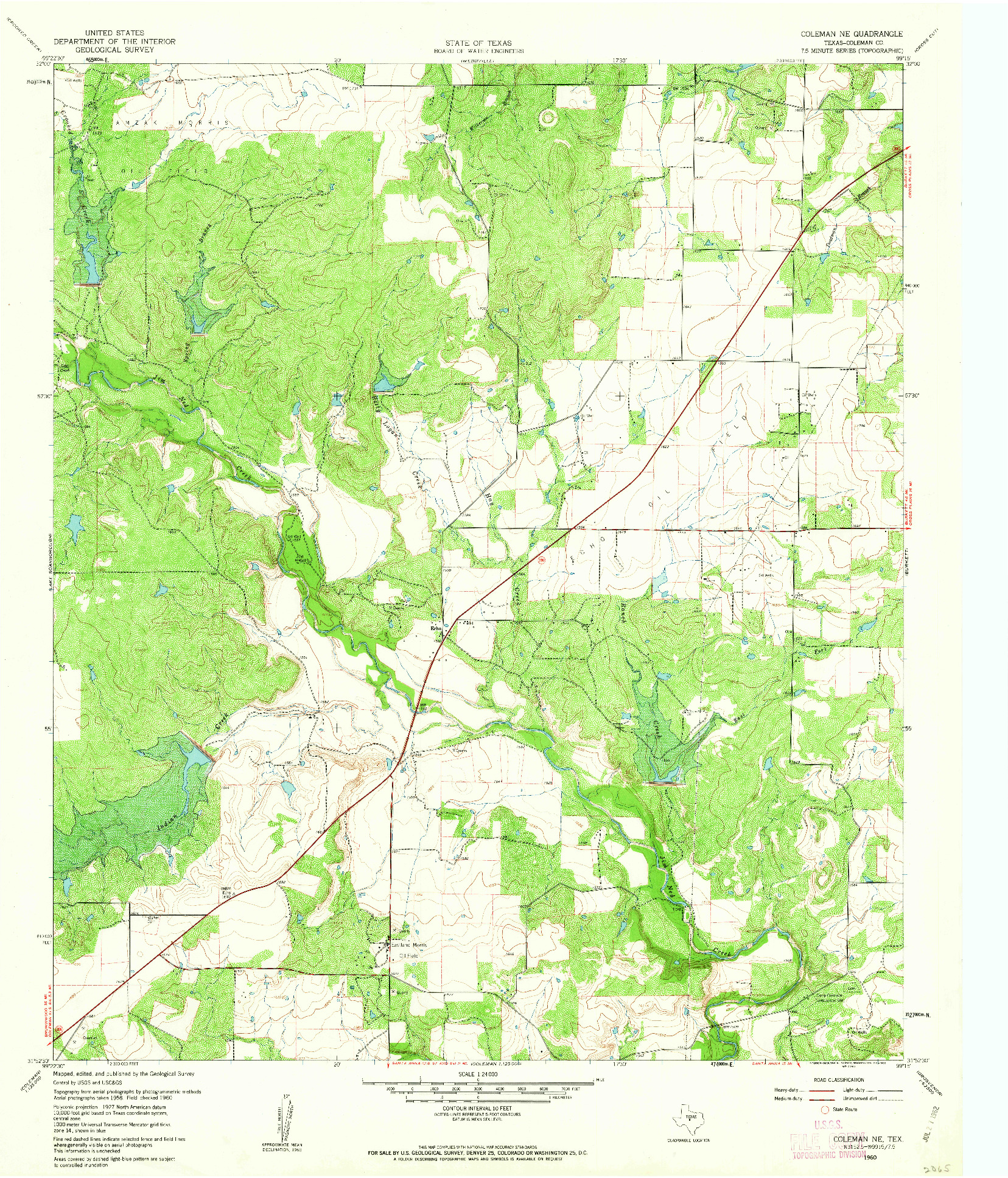 USGS 1:24000-SCALE QUADRANGLE FOR COLEMAN NE, TX 1960