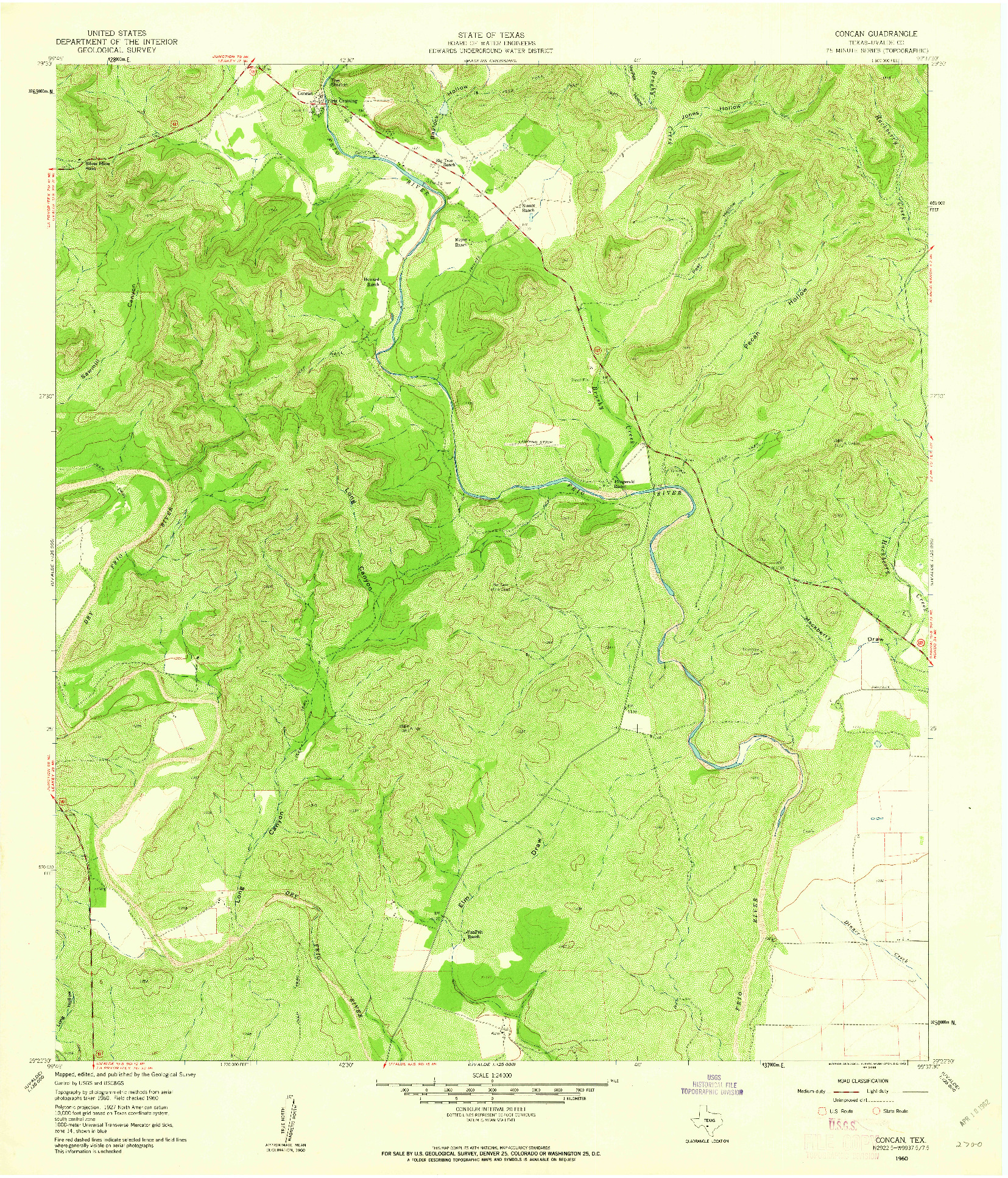 USGS 1:24000-SCALE QUADRANGLE FOR CONCAN, TX 1960