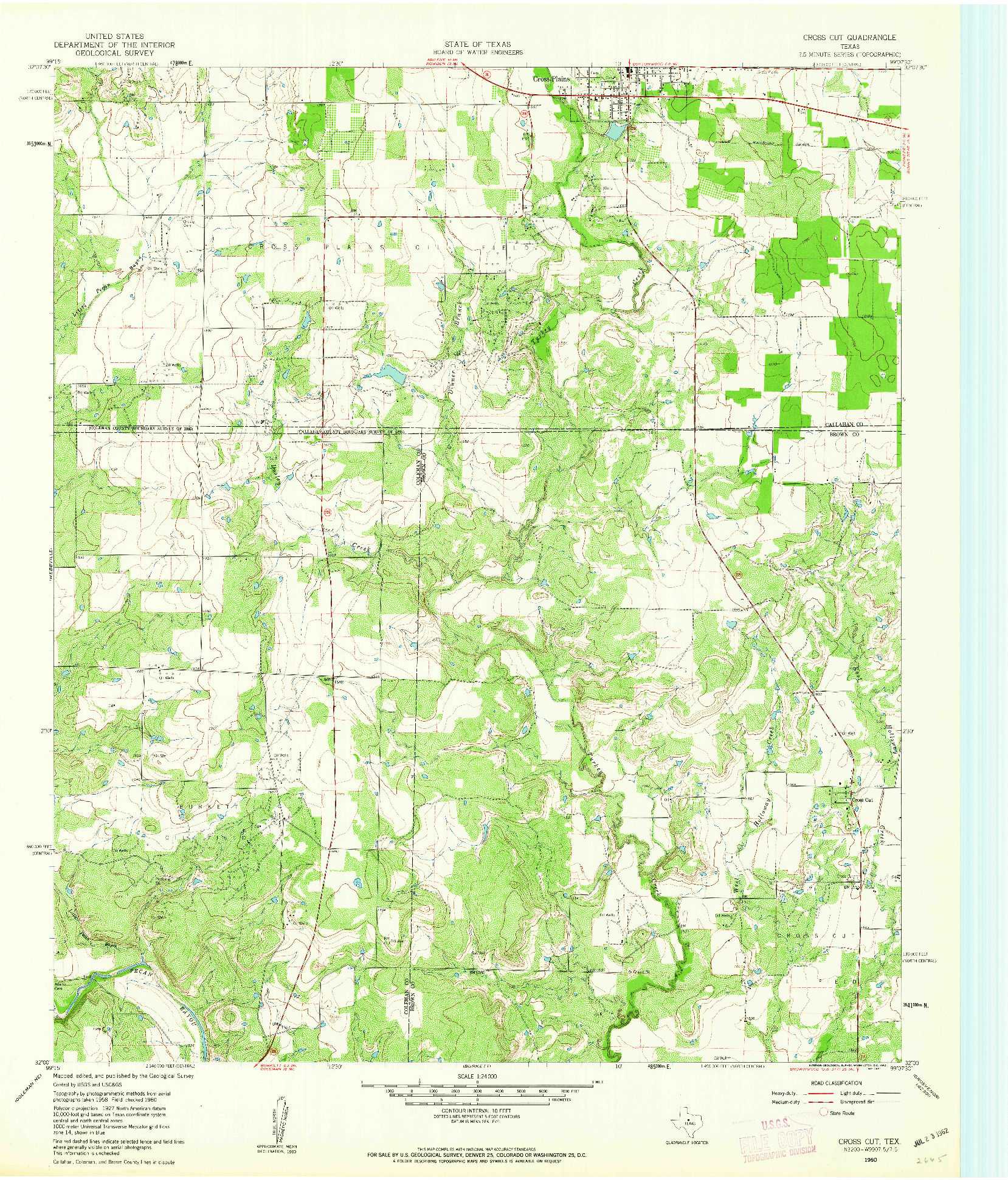 USGS 1:24000-SCALE QUADRANGLE FOR CROSS CUT, TX 1960