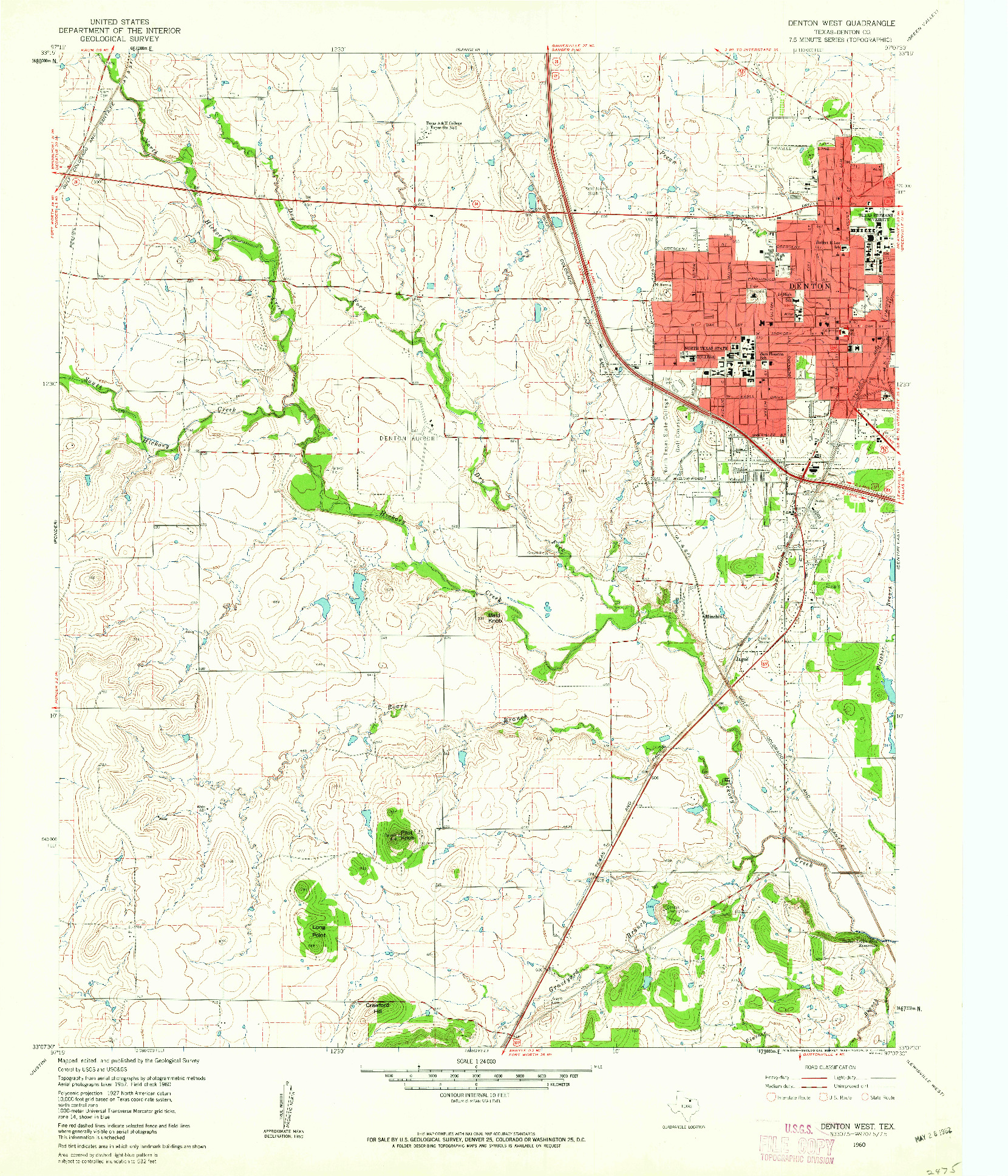 USGS 1:24000-SCALE QUADRANGLE FOR DENTON WEST, TX 1960