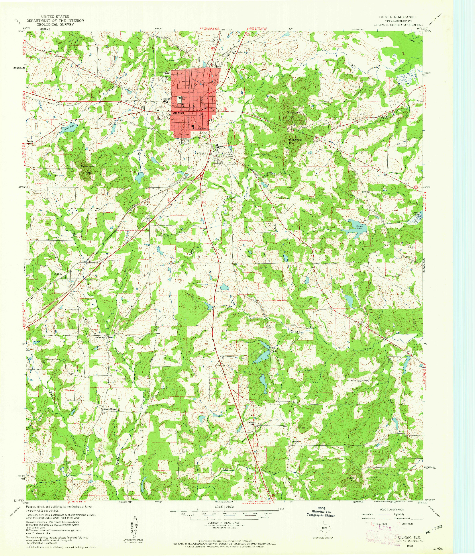 USGS 1:24000-SCALE QUADRANGLE FOR GILMER, TX 1960