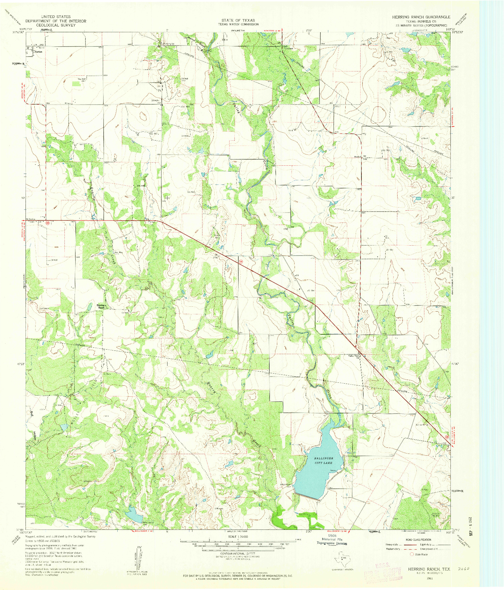 USGS 1:24000-SCALE QUADRANGLE FOR HERRING RANCH, TX 1961