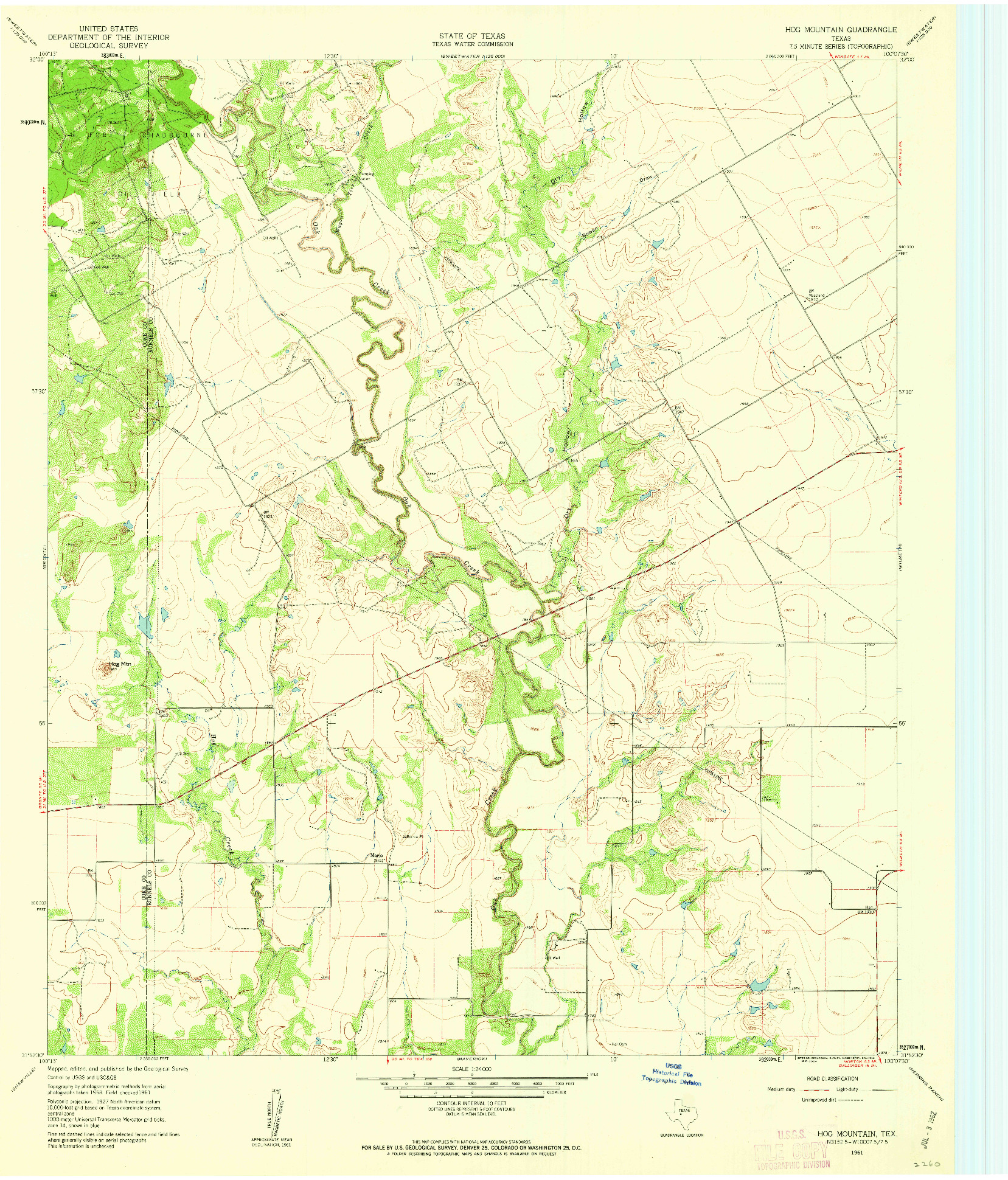 USGS 1:24000-SCALE QUADRANGLE FOR HOG MOUNTAIN, TX 1961