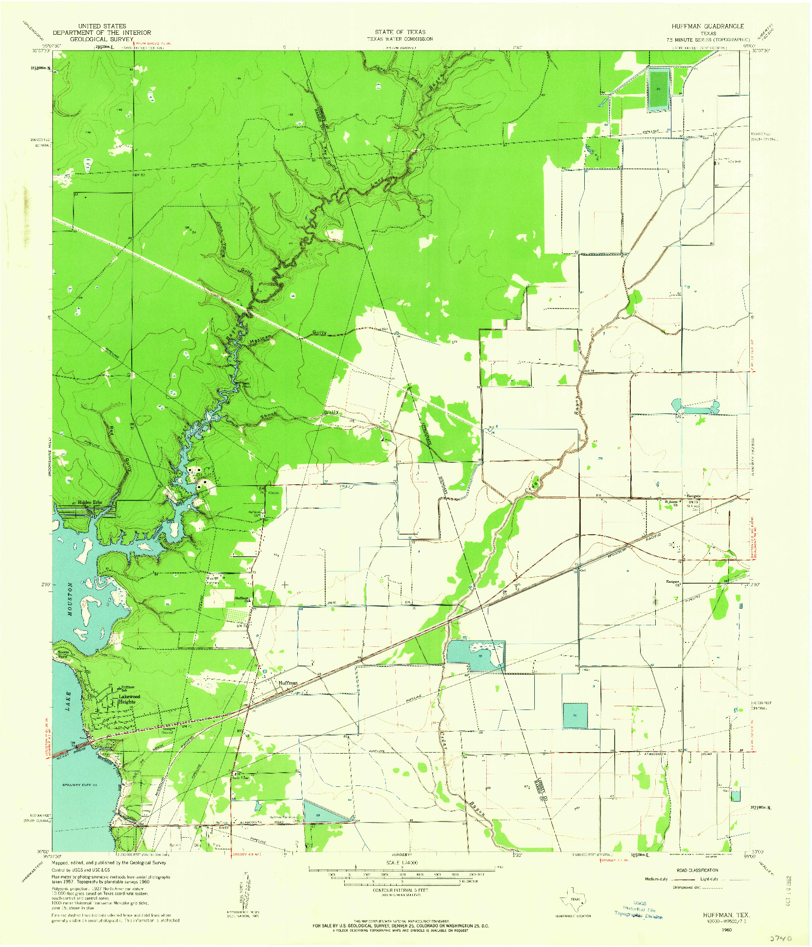 USGS 1:24000-SCALE QUADRANGLE FOR HUFFMAN, TX 1960