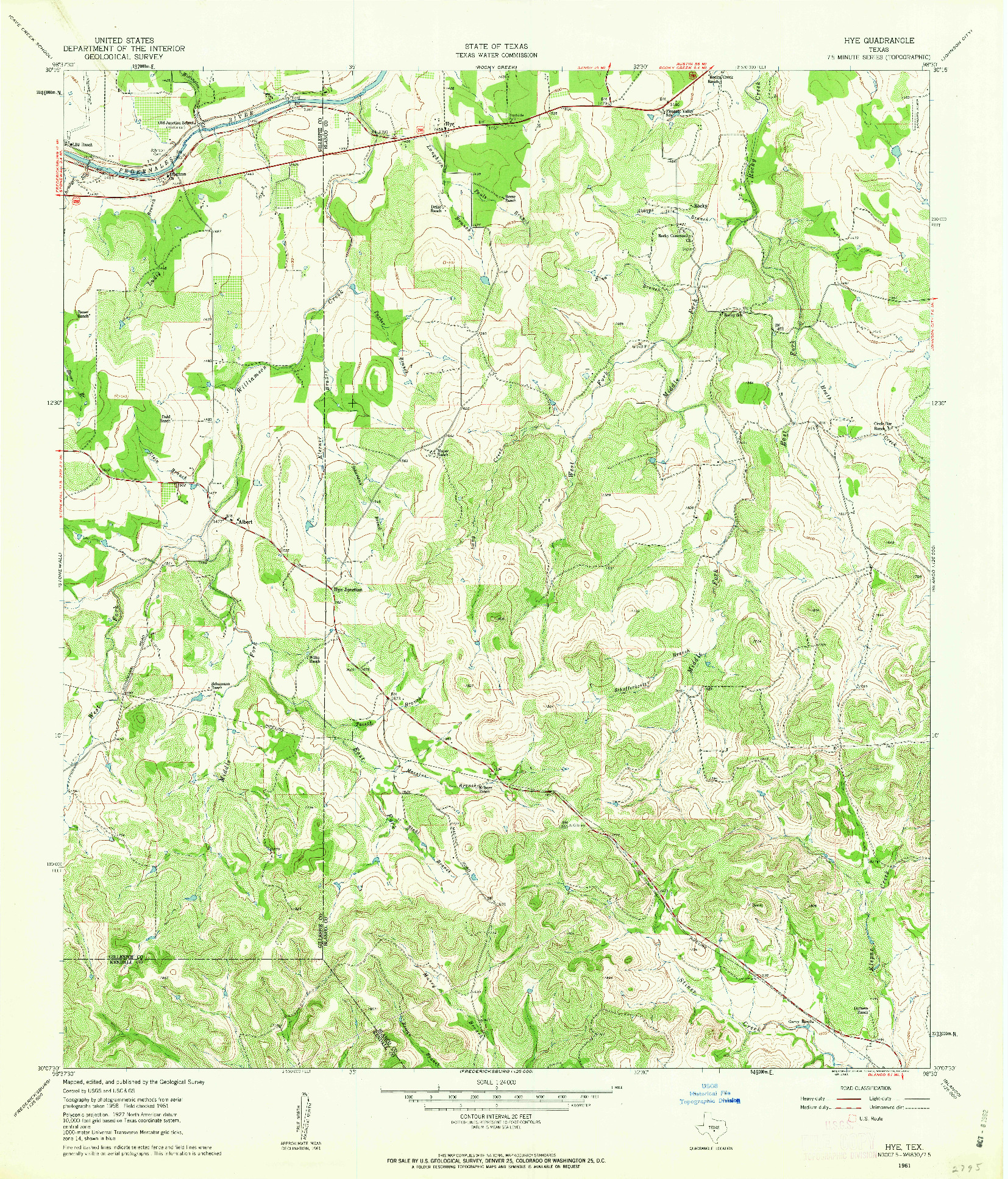 USGS 1:24000-SCALE QUADRANGLE FOR HYE, TX 1961