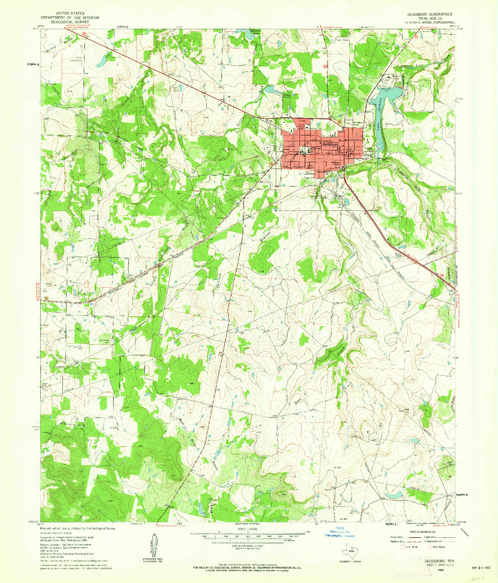USGS 1:24000-SCALE QUADRANGLE FOR JACKSBORO, TX 1960