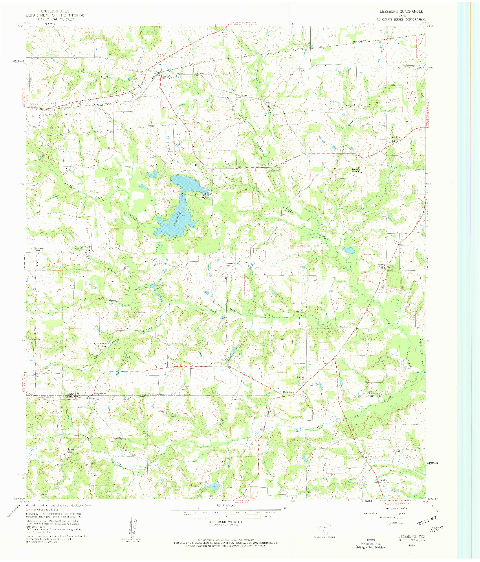 USGS 1:24000-SCALE QUADRANGLE FOR LEESBURG, TX 1960