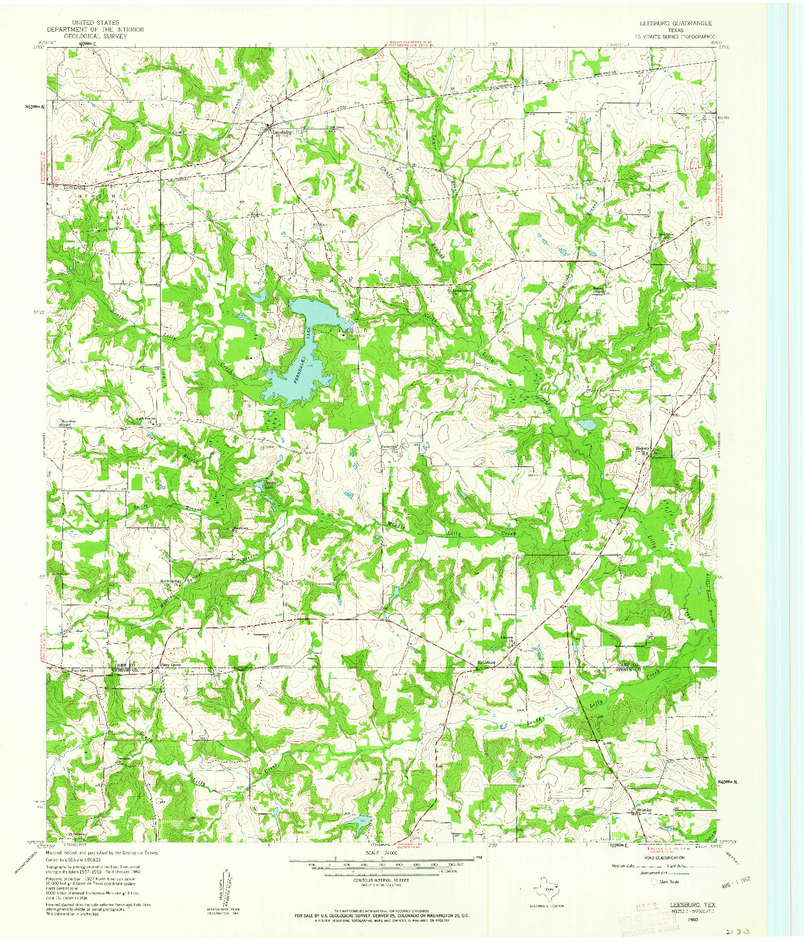 USGS 1:24000-SCALE QUADRANGLE FOR LEESBURG, TX 1960