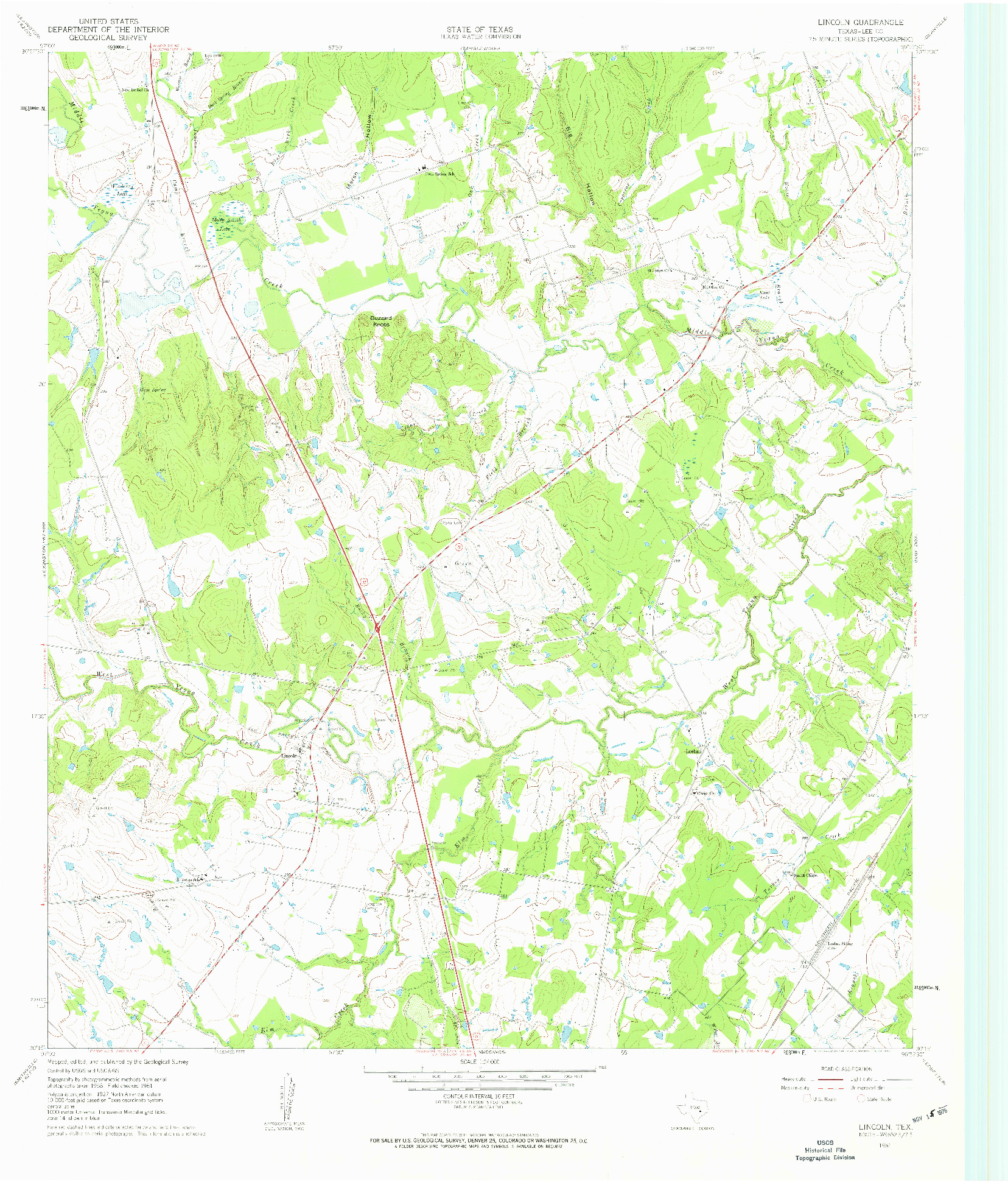 USGS 1:24000-SCALE QUADRANGLE FOR LINCOLN, TX 1961