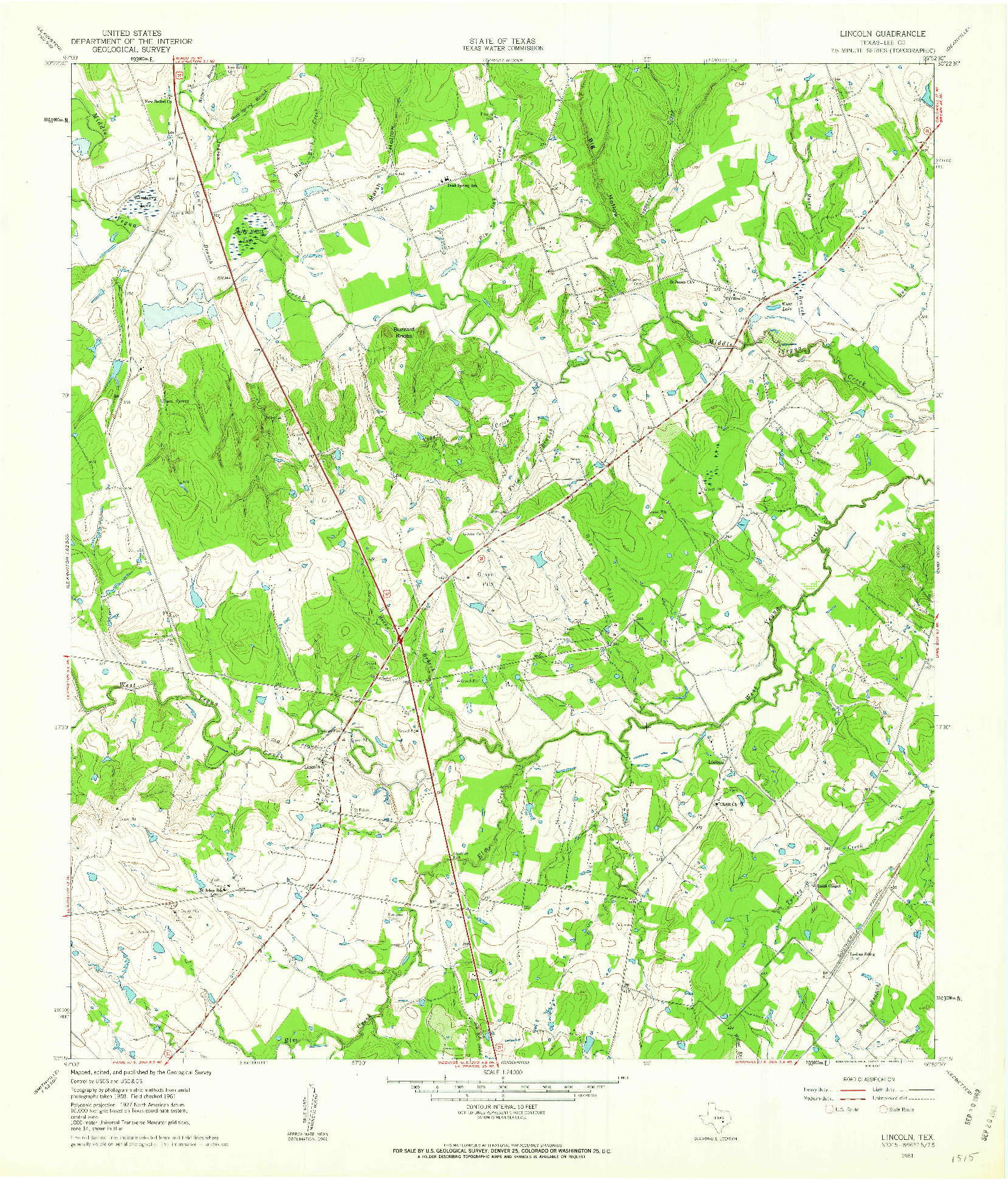 USGS 1:24000-SCALE QUADRANGLE FOR LINCOLN, TX 1961