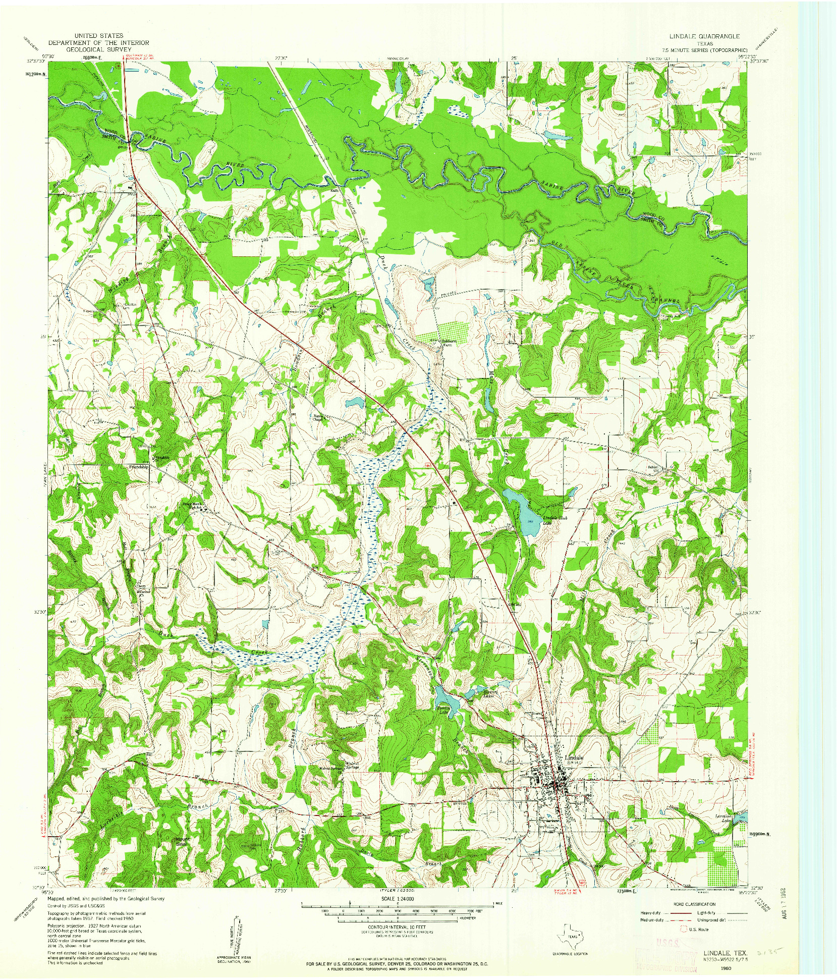 USGS 1:24000-SCALE QUADRANGLE FOR LINDALE, TX 1960