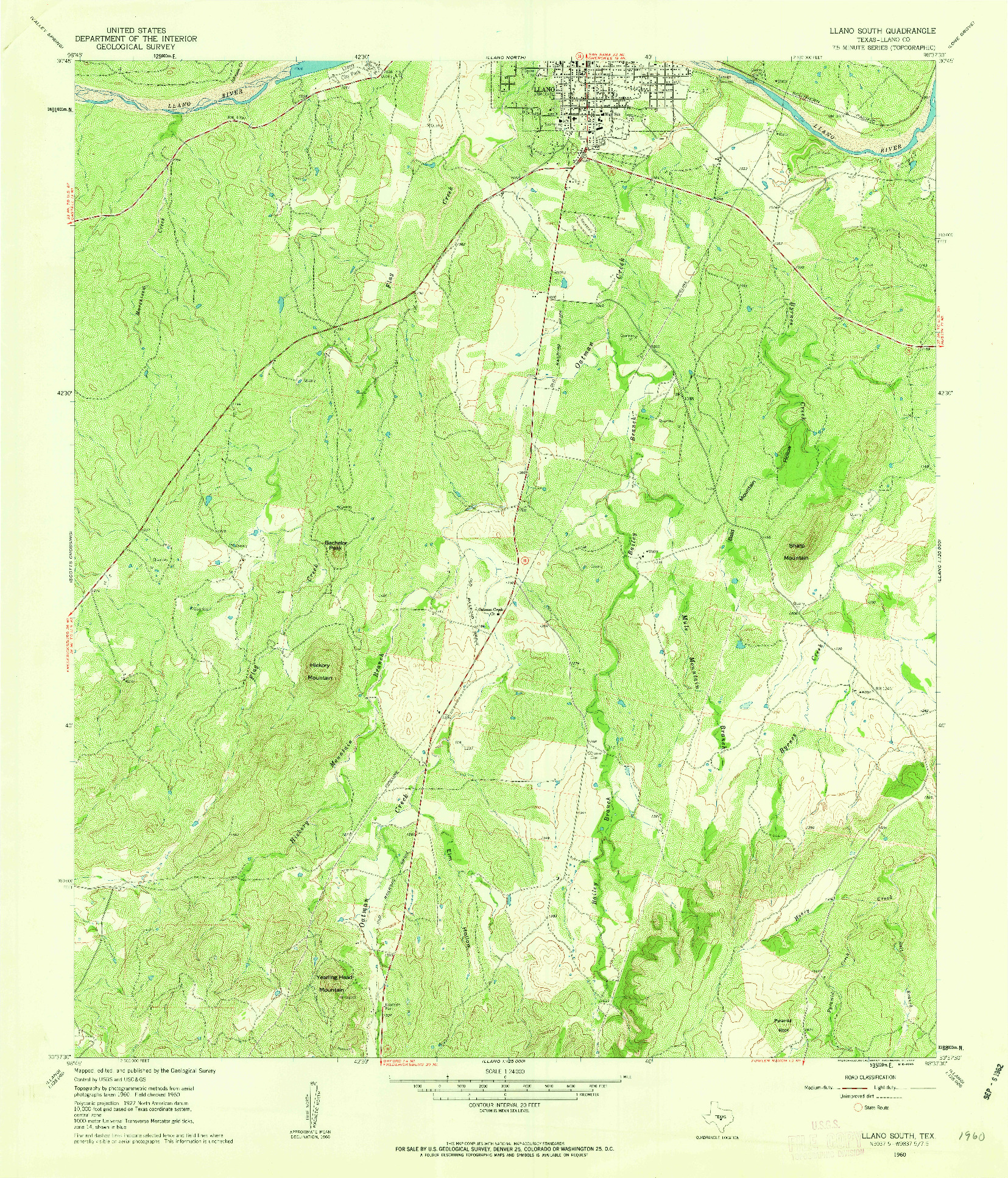 USGS 1:24000-SCALE QUADRANGLE FOR LLANO SOUTH, TX 1960