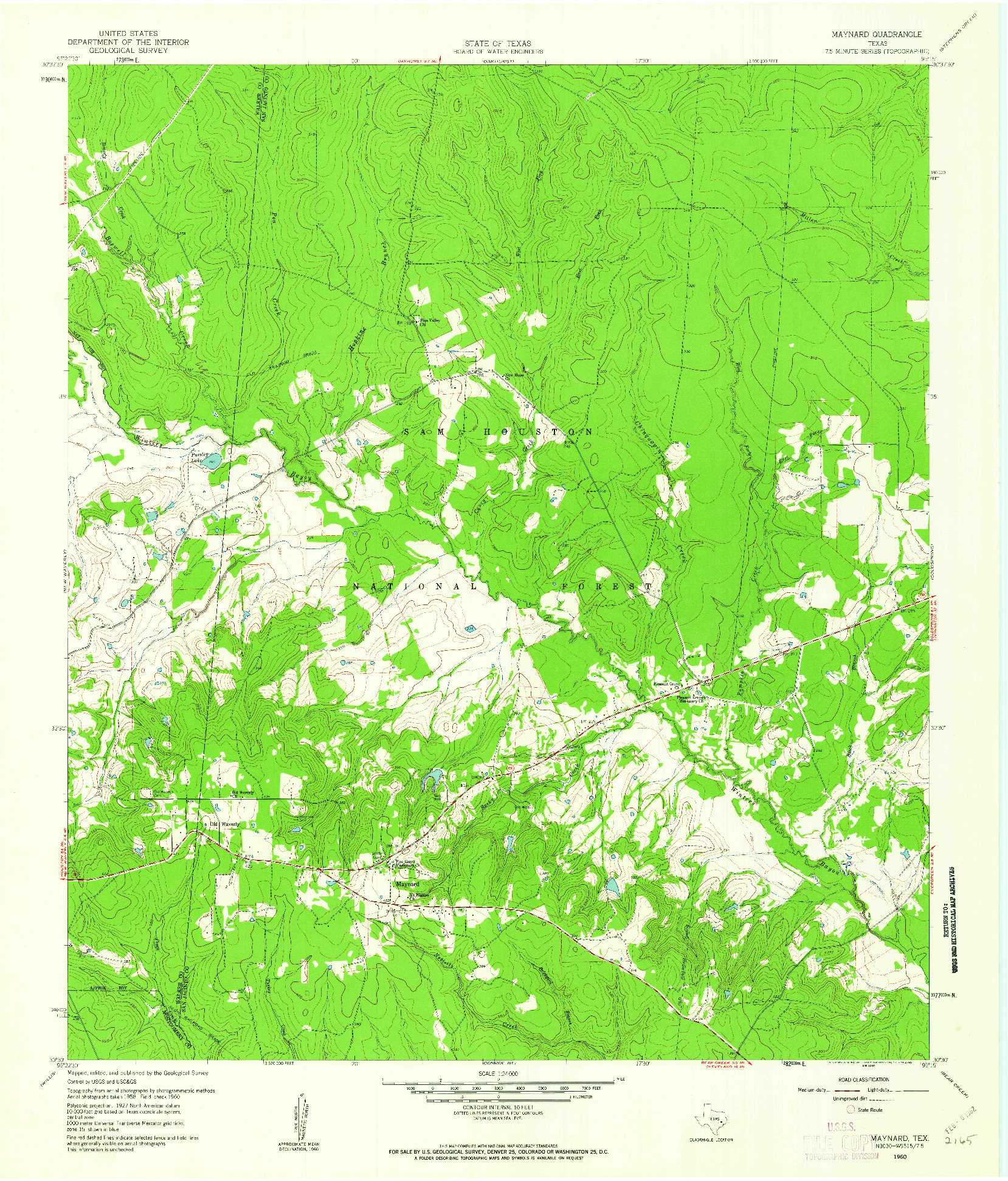 USGS 1:24000-SCALE QUADRANGLE FOR MAYNARD, TX 1960