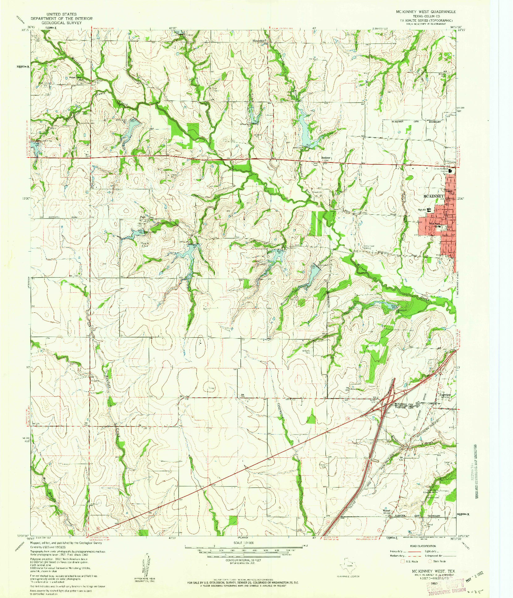 USGS 1:24000-SCALE QUADRANGLE FOR MCKINNEY WEST, TX 1960