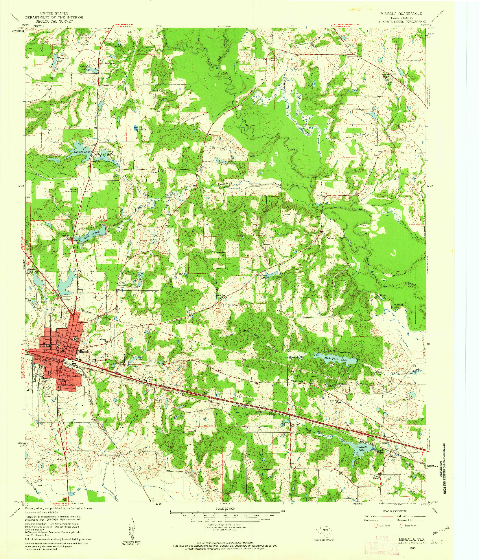 USGS 1:24000-SCALE QUADRANGLE FOR MINEOLA, TX 1960