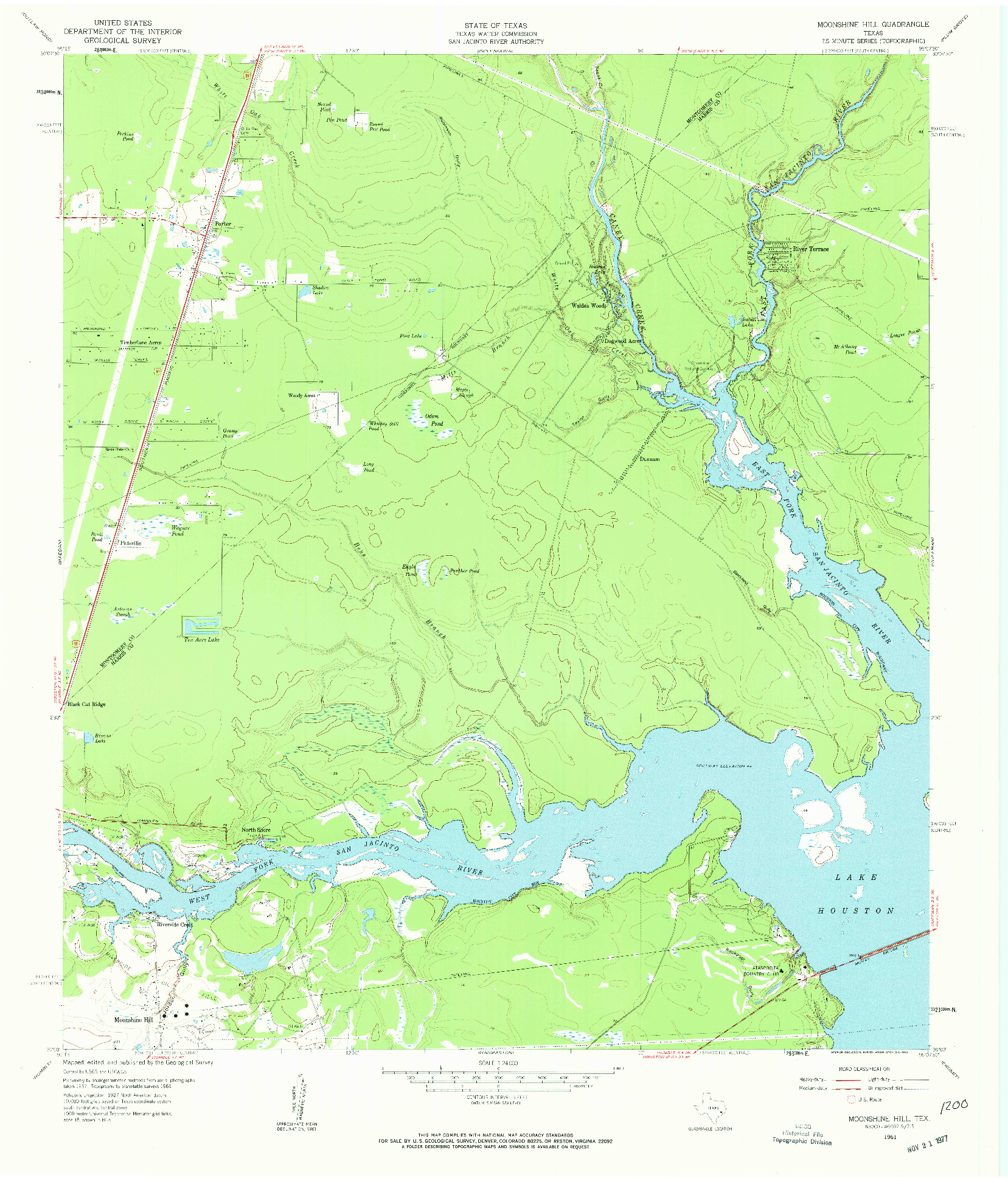 USGS 1:24000-SCALE QUADRANGLE FOR MOONSHINE HILL, TX 1961