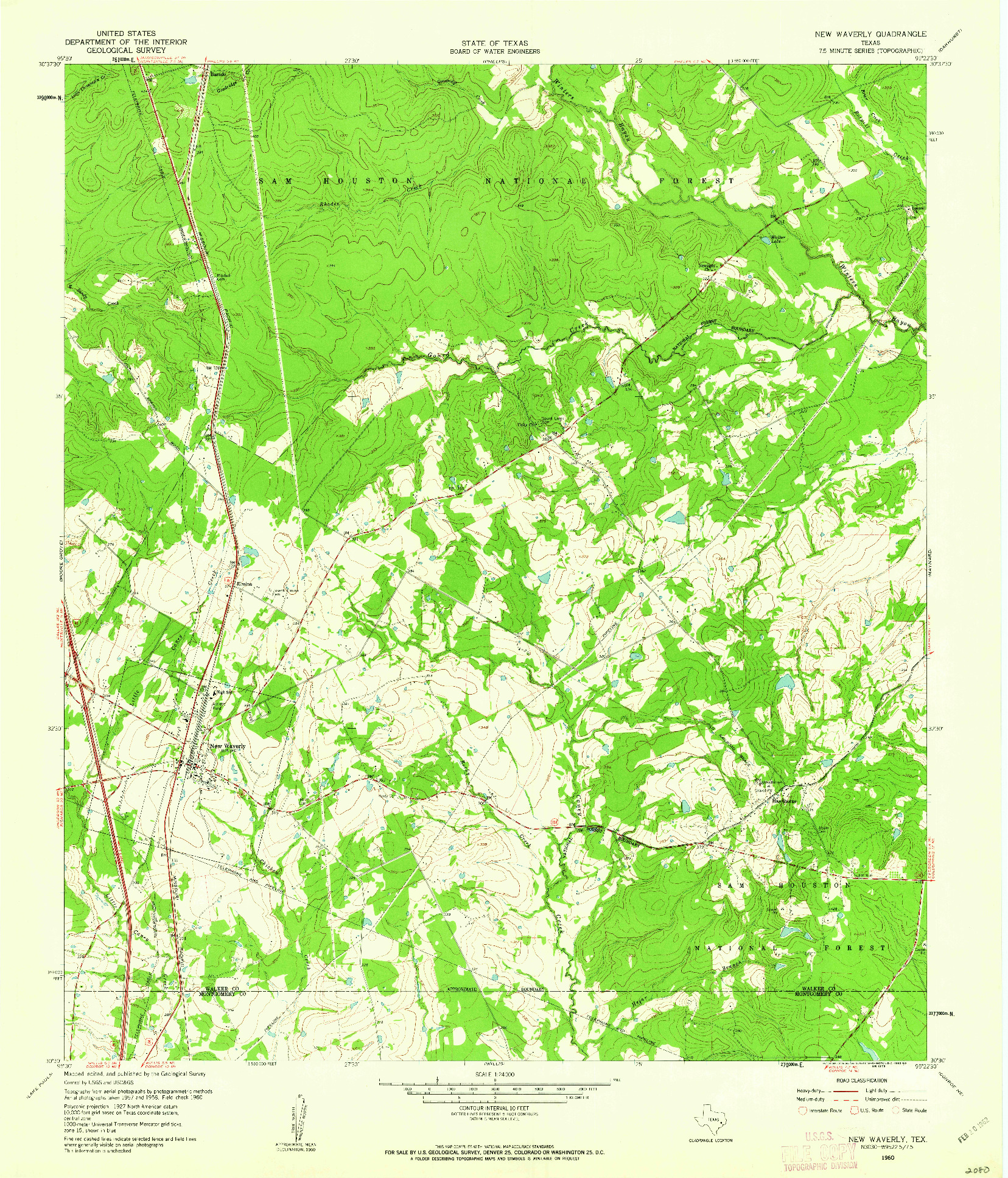 USGS 1:24000-SCALE QUADRANGLE FOR NEW WAVERLY, TX 1960