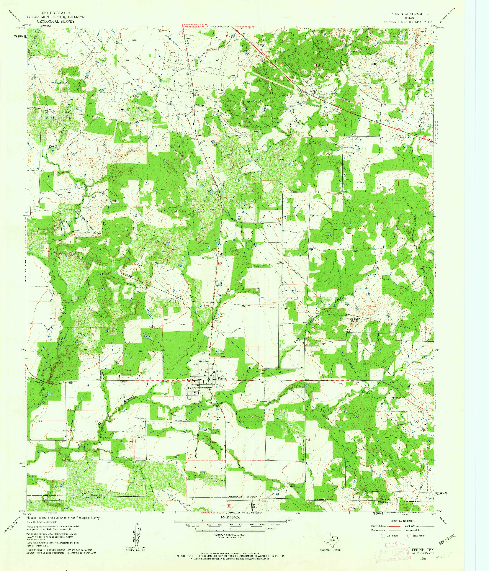 USGS 1:24000-SCALE QUADRANGLE FOR PERRIN, TX 1961