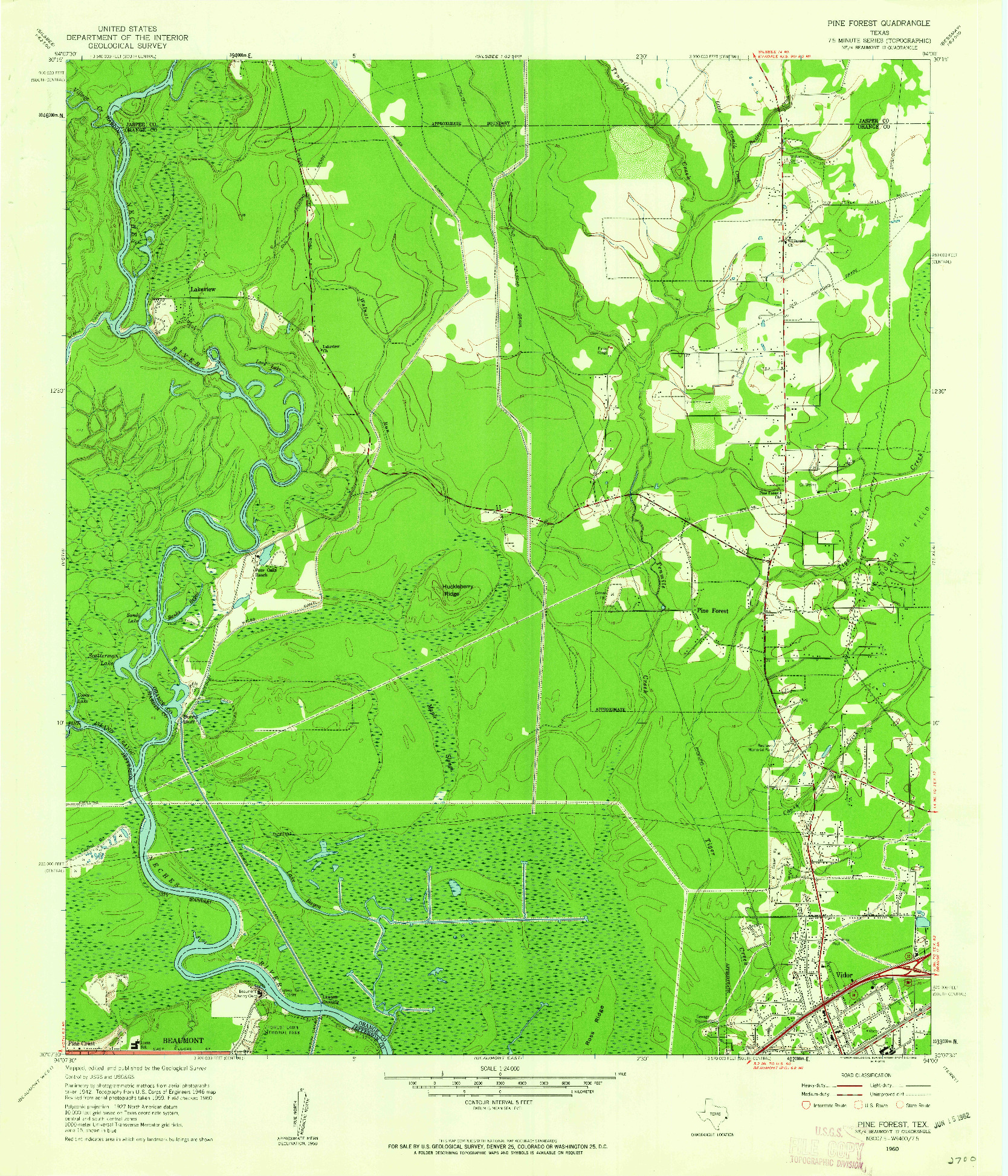 USGS 1:24000-SCALE QUADRANGLE FOR PINE FOREST, TX 1960