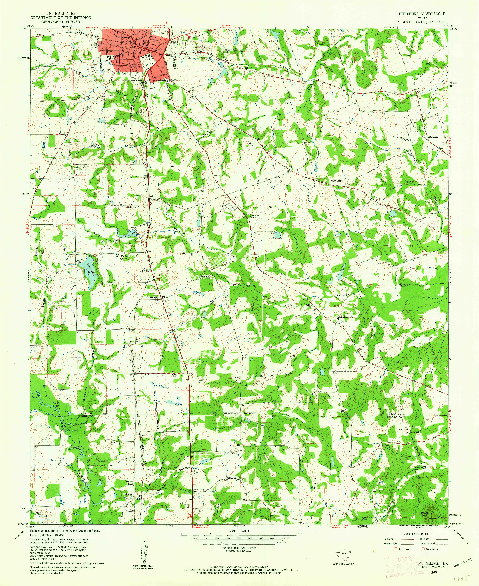 USGS 1:24000-SCALE QUADRANGLE FOR PITTSBURG, TX 1960