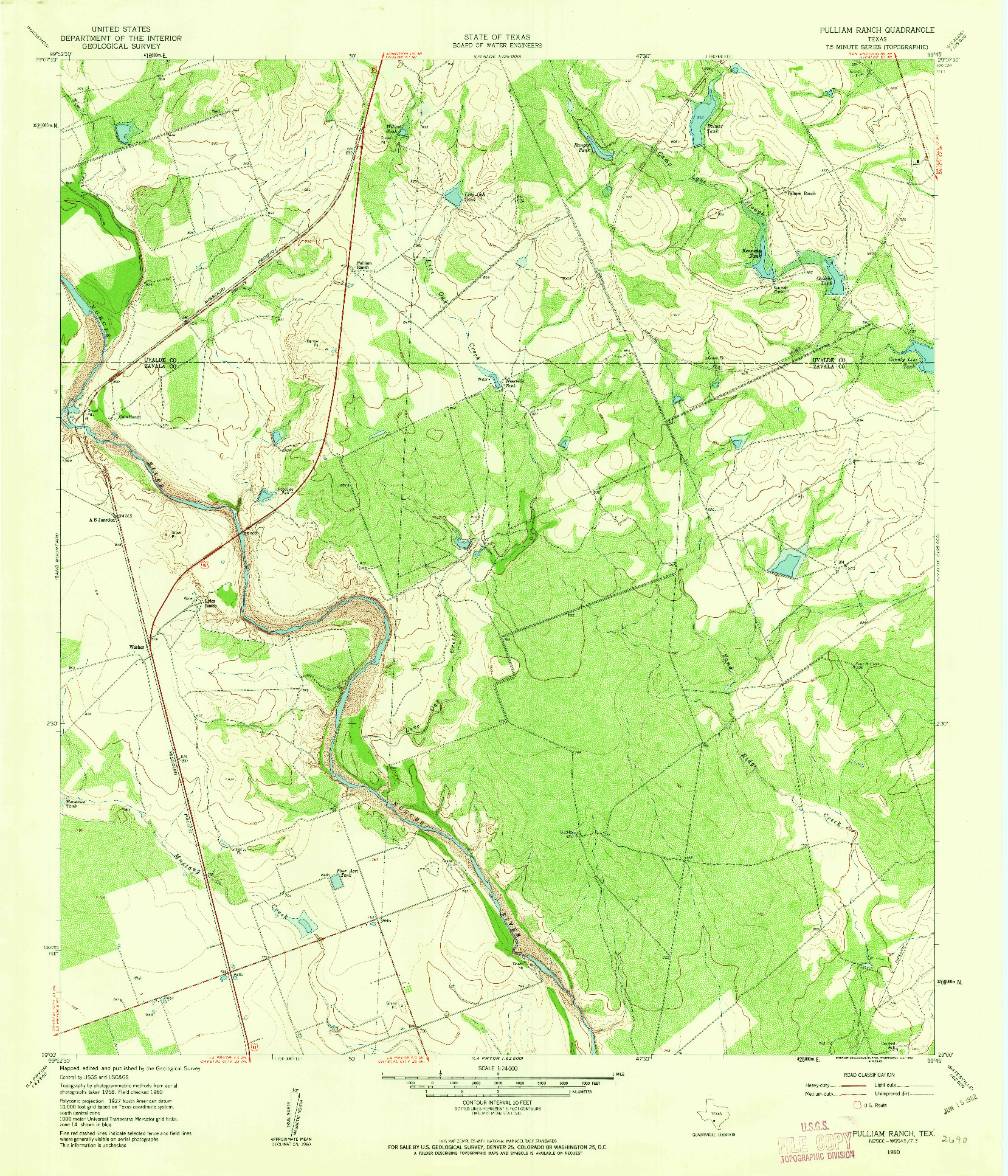 USGS 1:24000-SCALE QUADRANGLE FOR PULLIAM RANCH, TX 1960