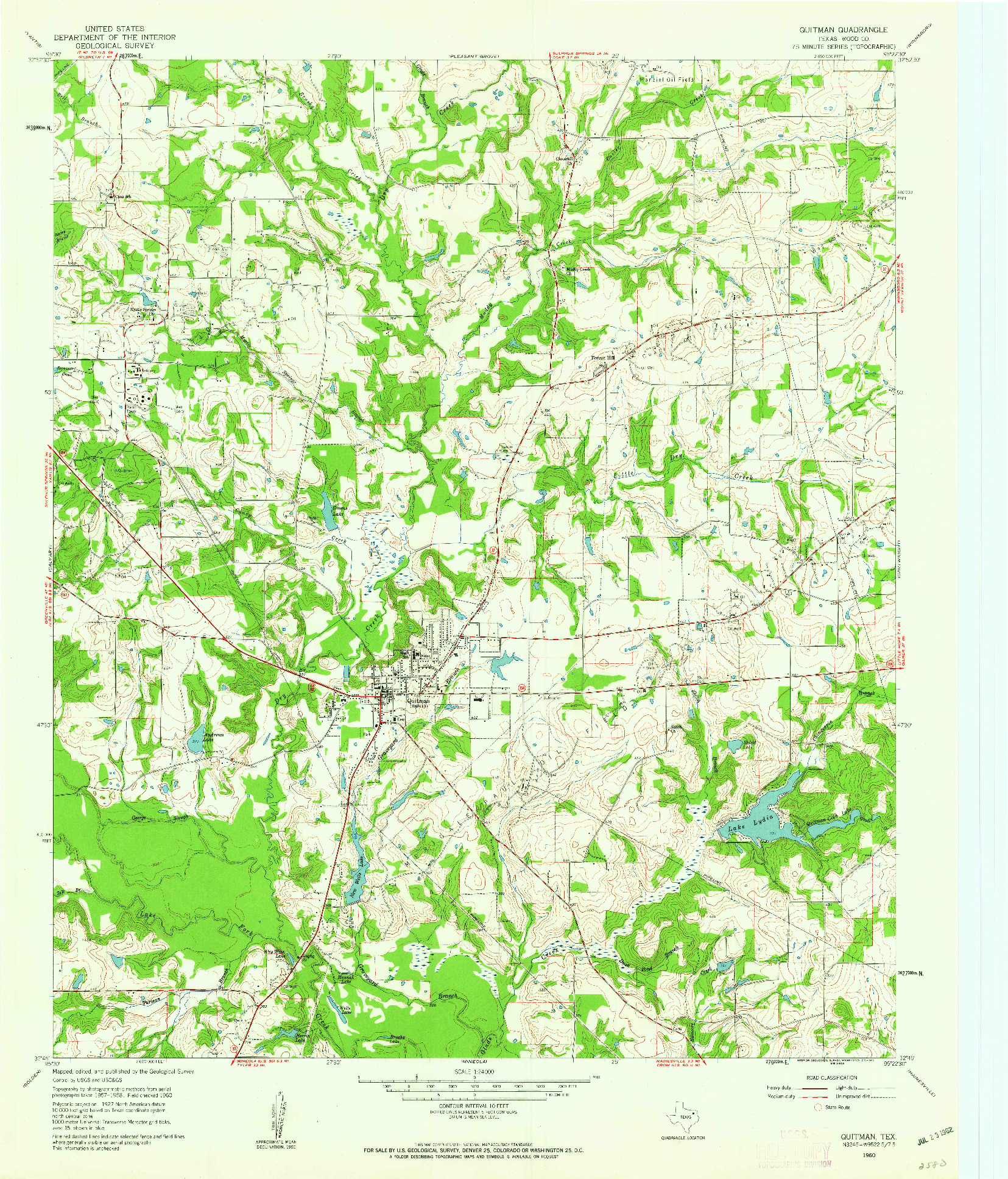 USGS 1:24000-SCALE QUADRANGLE FOR QUITMAN, TX 1960