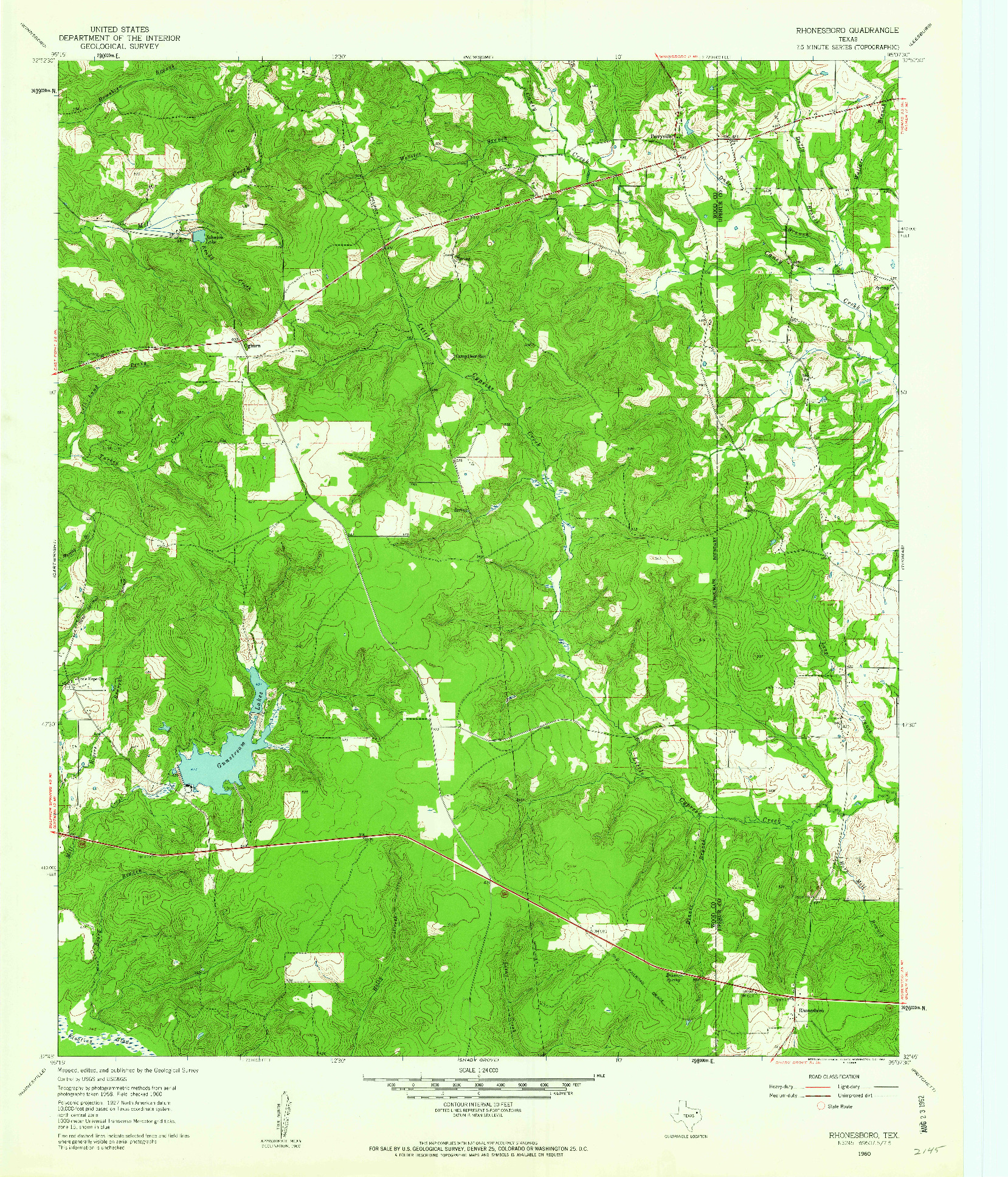 USGS 1:24000-SCALE QUADRANGLE FOR RHONESBORO, TX 1960