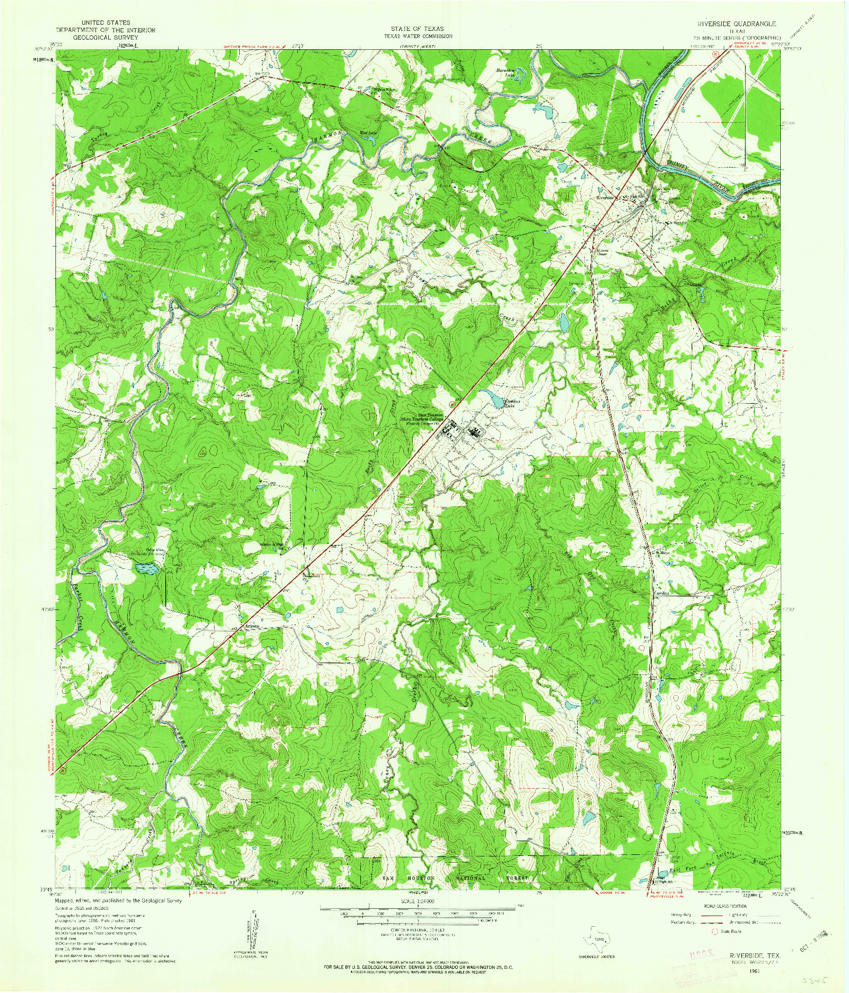 USGS 1:24000-SCALE QUADRANGLE FOR RIVERSIDE, TX 1961