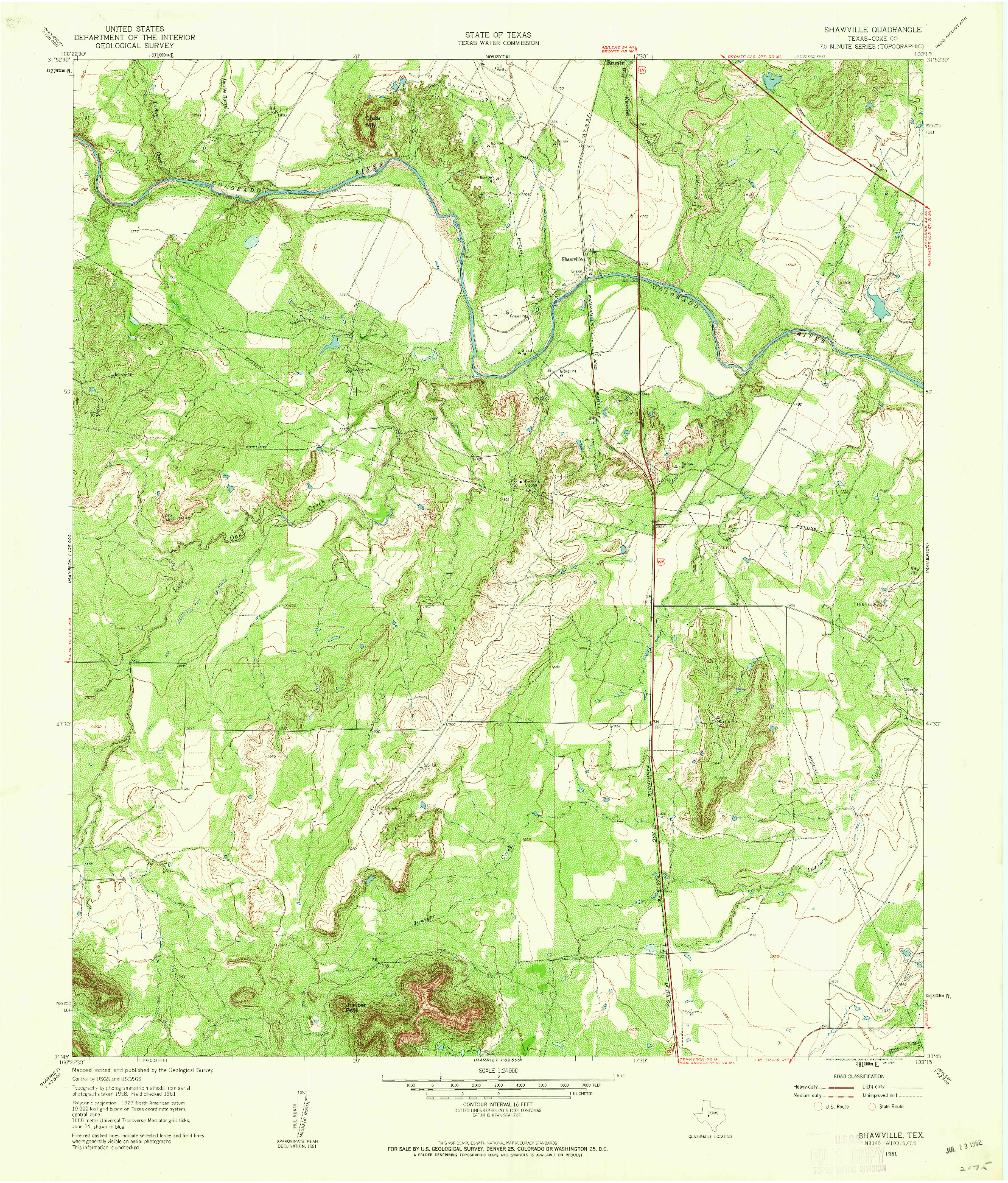 USGS 1:24000-SCALE QUADRANGLE FOR SHAWVILLE, TX 1961