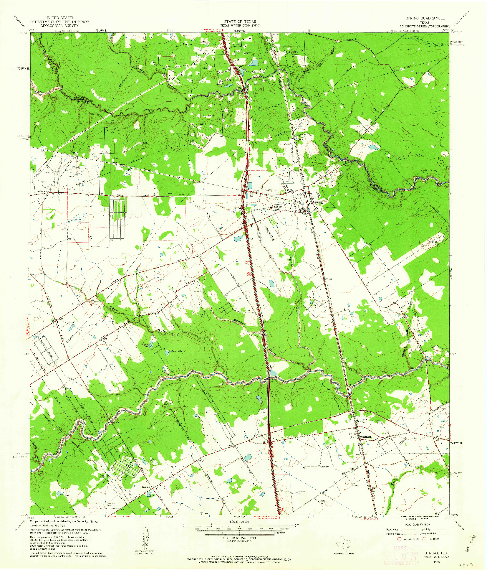 USGS 1:24000-SCALE QUADRANGLE FOR SPRING, TX 1960