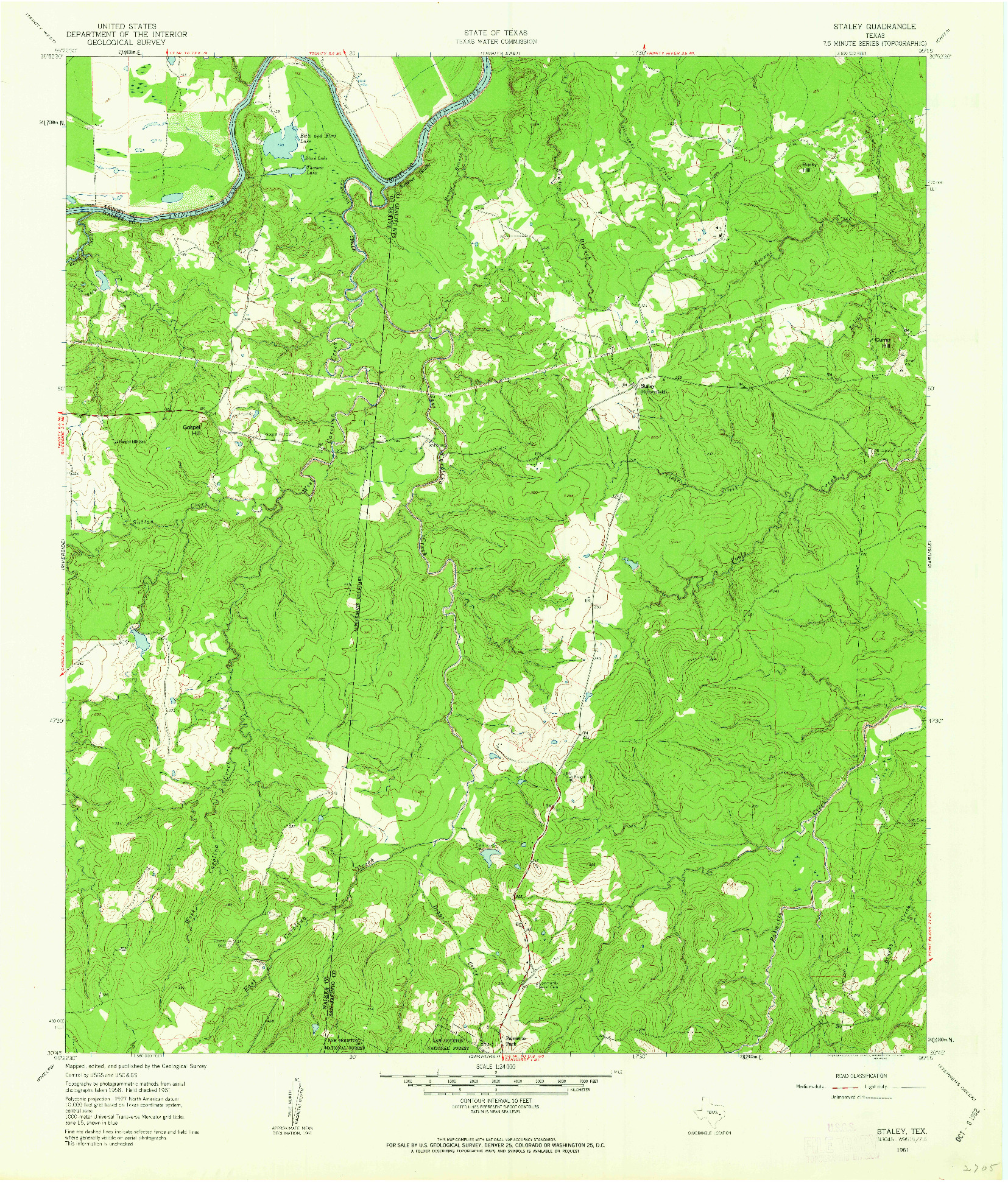 USGS 1:24000-SCALE QUADRANGLE FOR STALEY, TX 1961